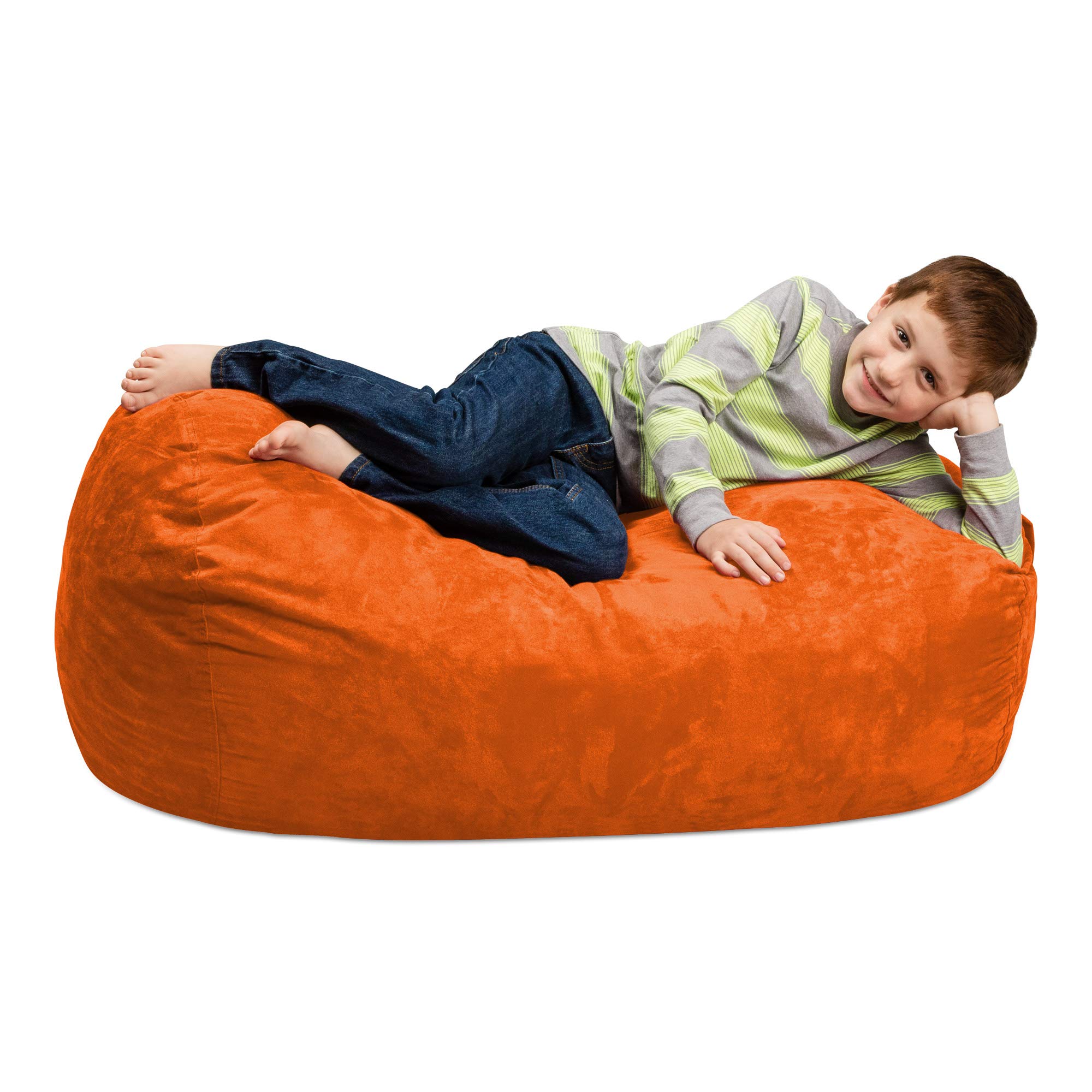 Chill Sack 4' Memory Foam Bean Bag Chair - Oversized Lounger with Soft Microfiber Cover (Orange) | Perfect for Living Rooms, Game Rooms & Dorm Relaxation