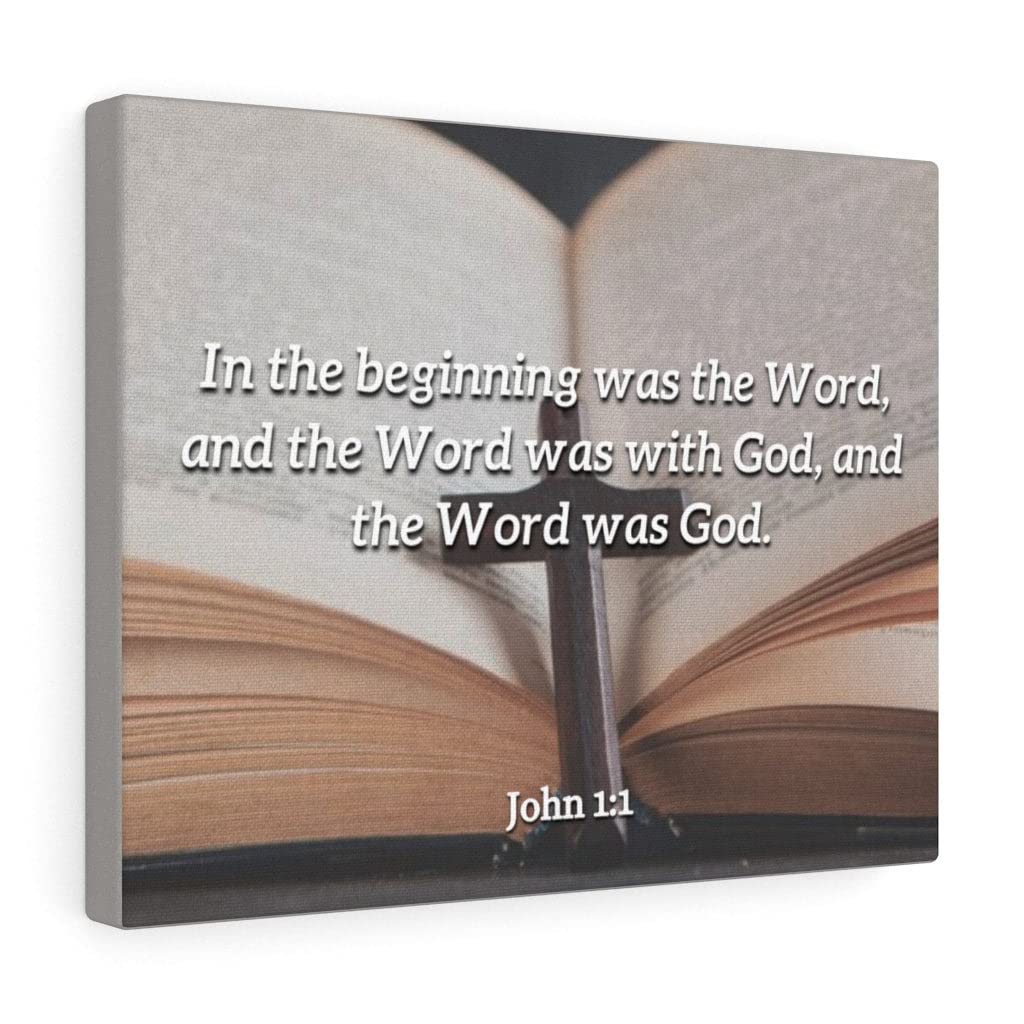 John 1:1 Bible Verse Wall Art - Christian Scripture Print 'The Word Was God' - Ready to Hang Home Decor for Living Room, Bedroom & Church - Express Your Faith with Inspirational Gift