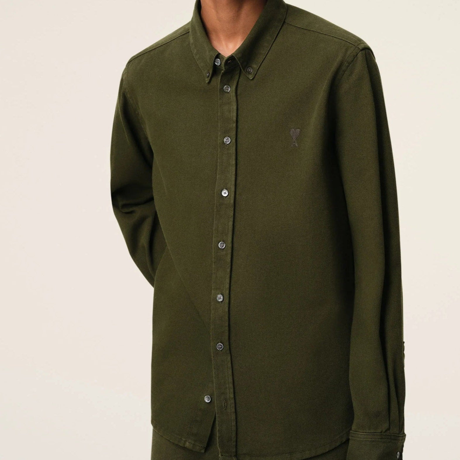 AMI PARIS Green Cotton Button Down Shirt - AME DE COEUR Collection | Casual & Formal Wear for Men | Perfect for Office, Date Night & Special Occasions