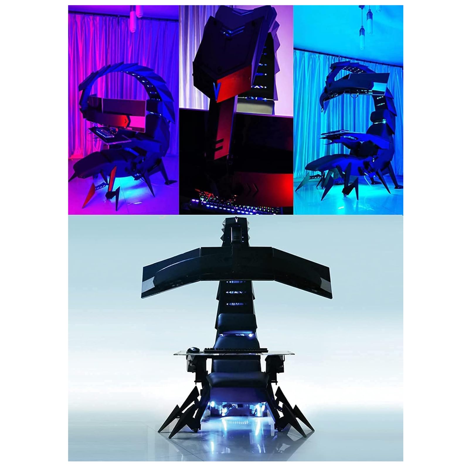 Ergonomic Gaming Chair with Scorpion Design - PU Leather Office Desk Chair for E-Sports & Computer Work - Electric Height Adjustment - Perfect for Gamers, Streamers & Home Office Workers
