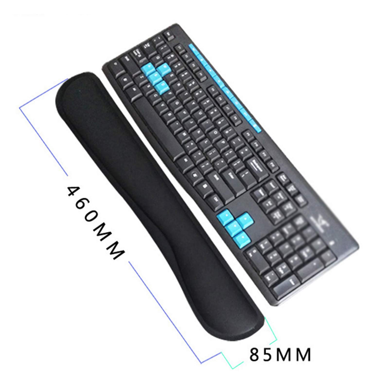 Anti-Slip Black Gel Wrist Rest Support Pad for PC & Gaming Keyboard - Ergonomic Comfort & Hand Relief for Office Work & Long Gaming Sessions - Black