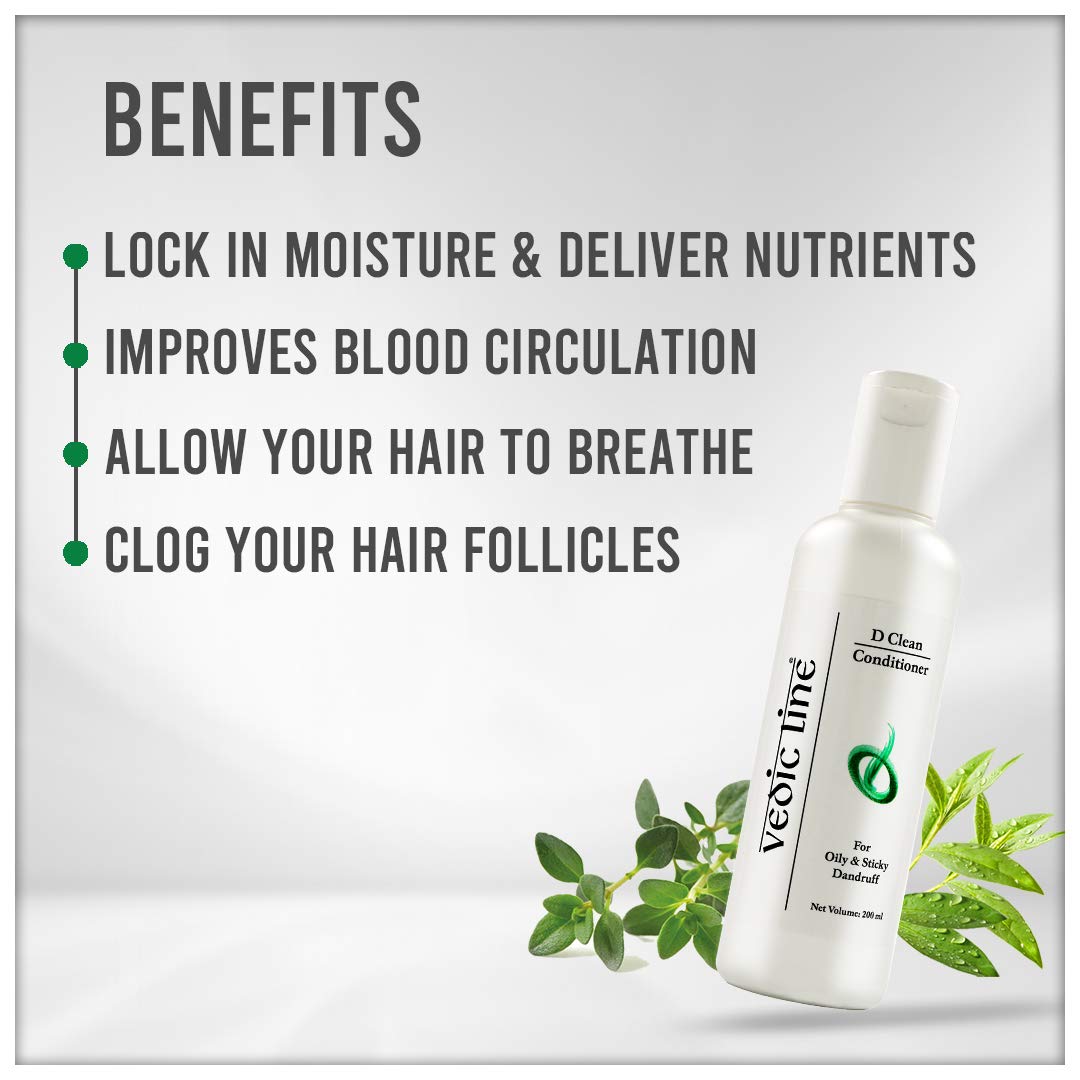 Vedic Line Hair Conditioner 200ml - Thyme & Tea Tree Oil for Anti-Dandruff & Hair Repair - Unisex & Adult Use - Perfect for Dry, Itchy Scalp & Damaged Hair Care Routine