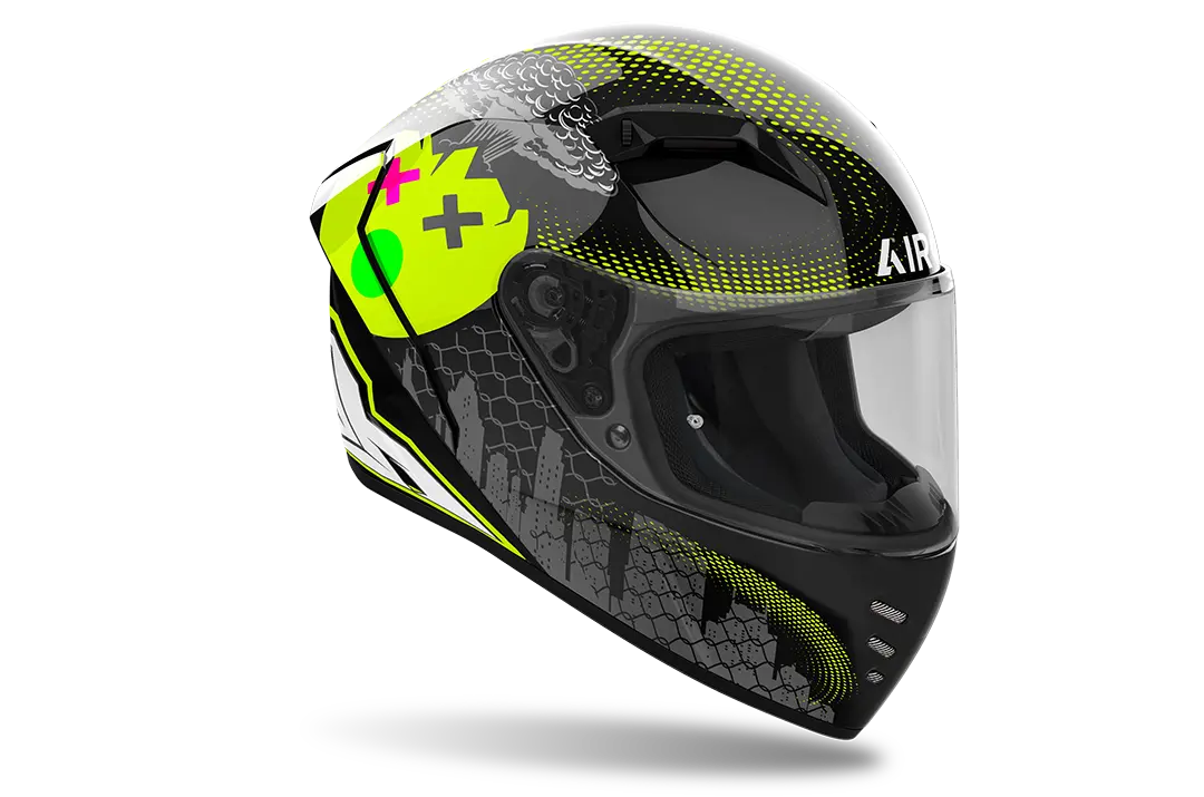Airoh Connor Gloss Gamer Helmet - High-Performance Motorcycle Helmet for Racing & Street Riding - Lightweight & Durable for Ultimate Protection - Perfect for Track Days, Commuting & Adventure Tours