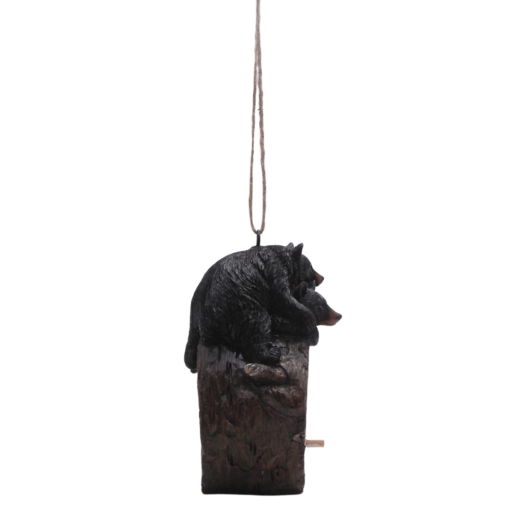 Unique Hanging Birdhouse with Black Bear Cubs on Log Slice - 7.5 Inch Rustic Outdoor Decor for Yard, Patio, Tree & Garden - Perfect for Wildlife Lovers & Nature-Inspired Home Decoration
