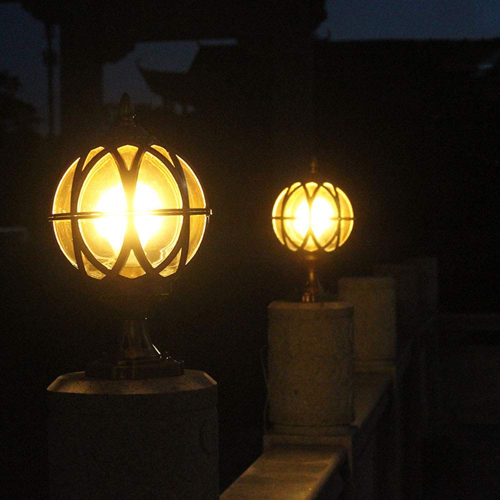 Vintage Black E27 Outdoor Pedestal Lamp - Aluminum & Glass Garden Pillar Light for Lawn, Pathway, Terrace, Villa, Hotel Landscape Lighting | Weather-Resistant & Elegant Design