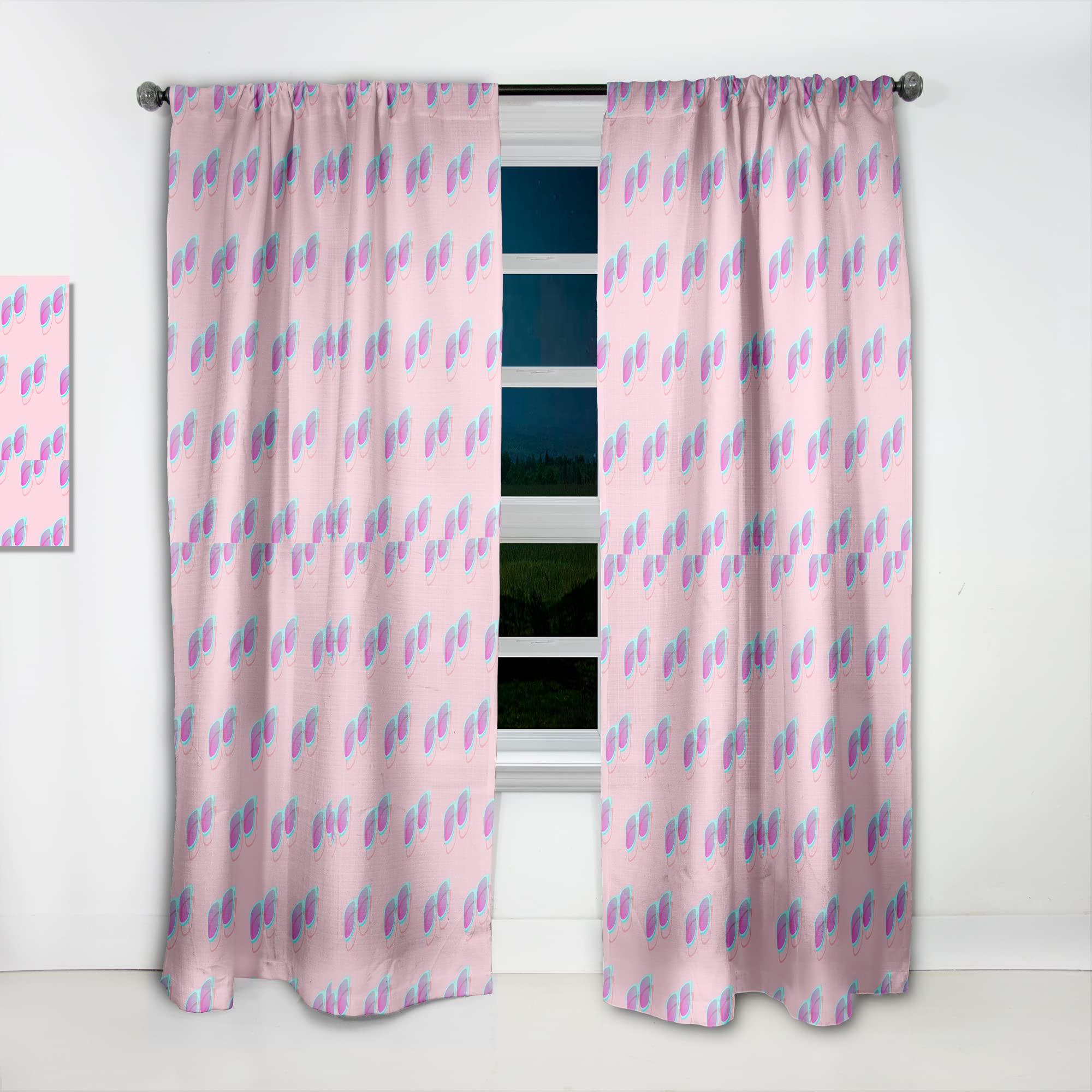 DesignQ Pink Abstract Retro Pattern Thermal Insulated Curtains - Single Panel 52x90 Inches - Blackout Drapes for Bedroom & Living Room - Perfect for Home Decor, Privacy & Temperature Control