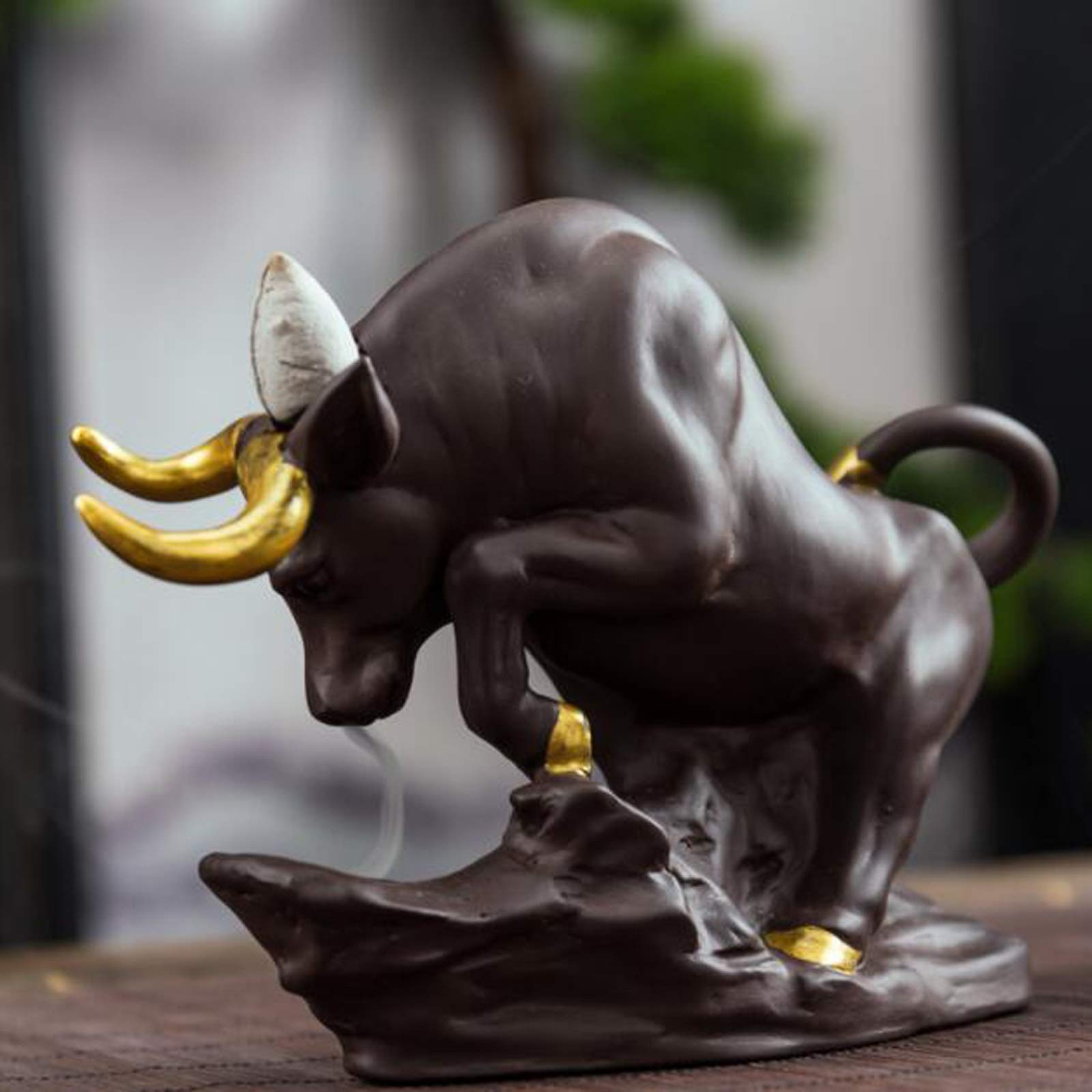 Premium Backflow Incense Burner - Lucky Bull Design for Aromatherapy, Home & Office Décor | Handcrafted Ceramic Incense Holder for Meditation, Yoga, and Relaxation | Perfect Gift for Feng Shui & Zen Lovers
