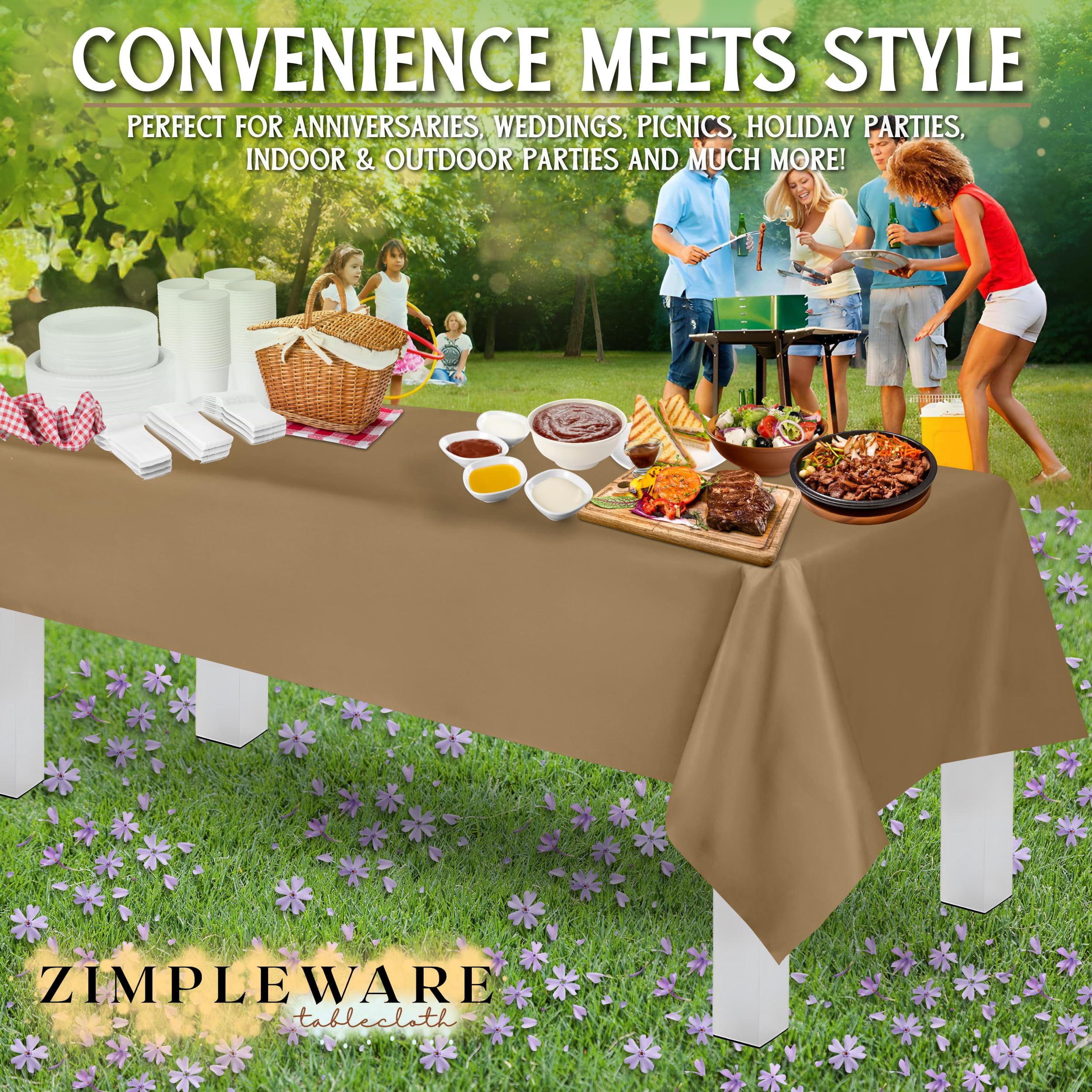 Premium Gold Disposable Plastic Tablecloth (6 Pack) - 54 x 108 Inch Rectangle Table Cover for Parties, Events & Dining - Fits 6ft to 8ft Tables - Waterproof & Easy Clean - Ideal for Birthday Celebrations, Weddings & Holiday Gatherings