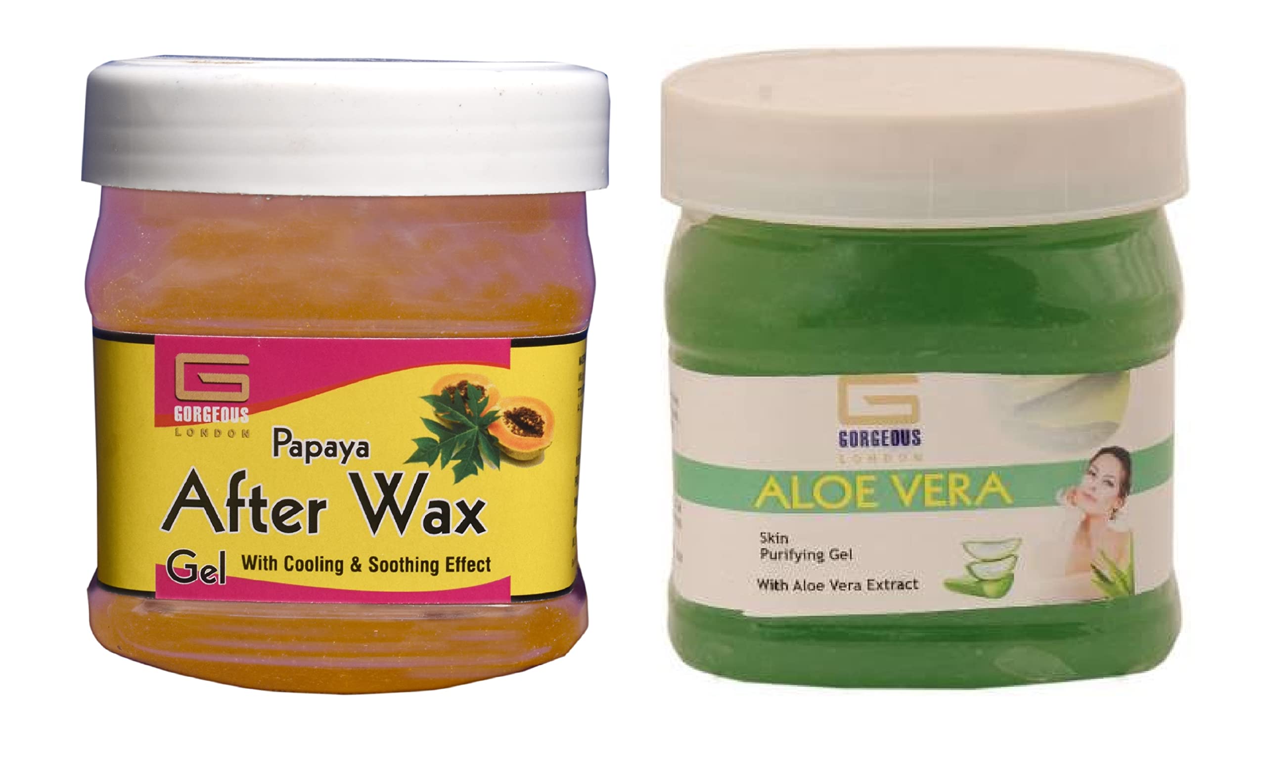 London Papaya After Wax Gel & Aloe Vera Gel Combo (2-Pack, 450ml Each) – Post-Wax Soothing, Moisturizing & Skin Repair for Smooth, Hair-Free Skin