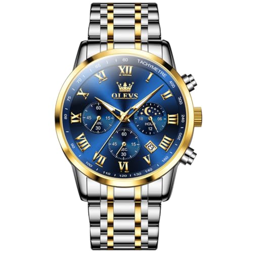 gold sliver band blue face-5529G