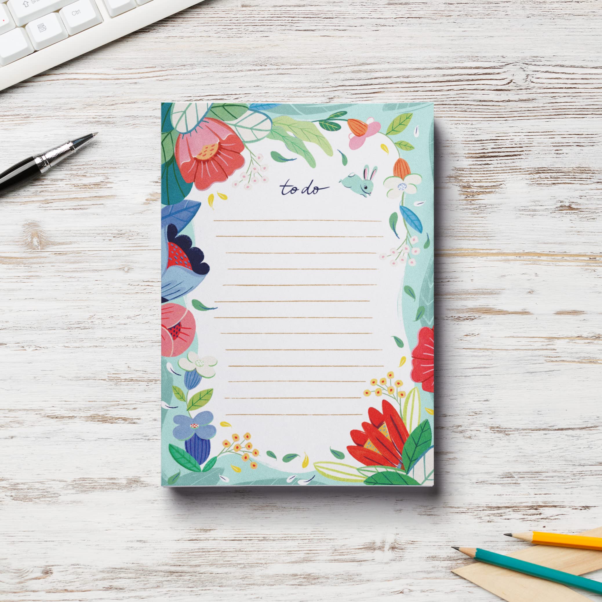 Floral To-Do List Notepads Set of 3 - Cute Memo Pads for Office, School & Home Organization - Ana Sanfelippo Design - Perfect for Daily Tasks, Grocery Lists & Reminders