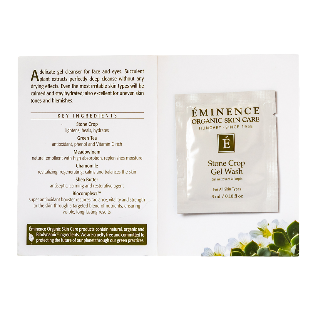 Eminence Organics Stone Crop Gel Wash - Hydrating & Soothing Facial Cleanser for Dry & Sensitive Skin | Vegan & Cruelty-Free Skincare | Perfect for Daily Use & Post-Workout Refresh
