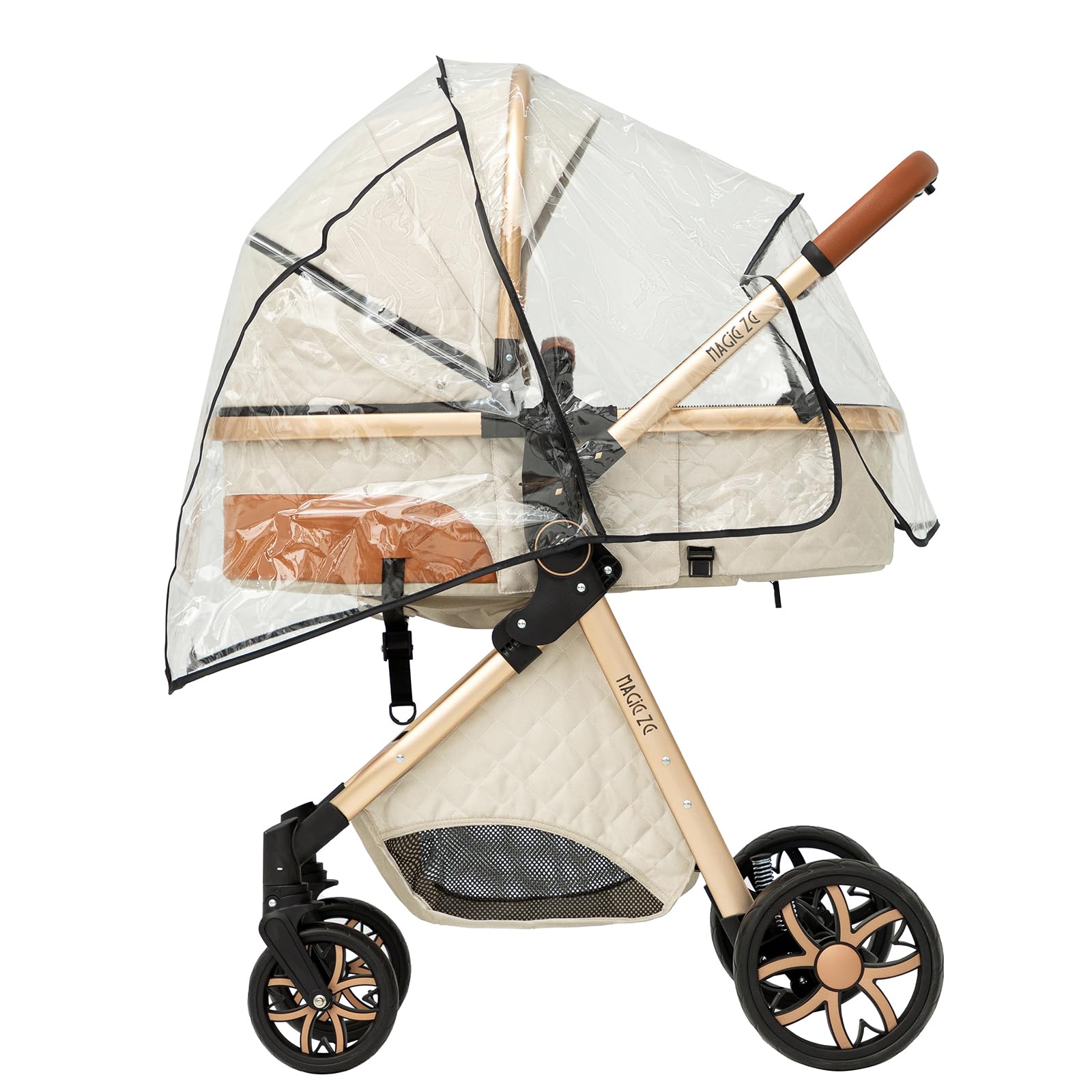 2 in 1 Baby Travel System - Lightweight Aluminum Frame Stroller & Pram Combo for Newborns | Portable Folding Design | High Landscape View Carriage | Perfect for Shopping, Travel & Outdoor Walks (White)