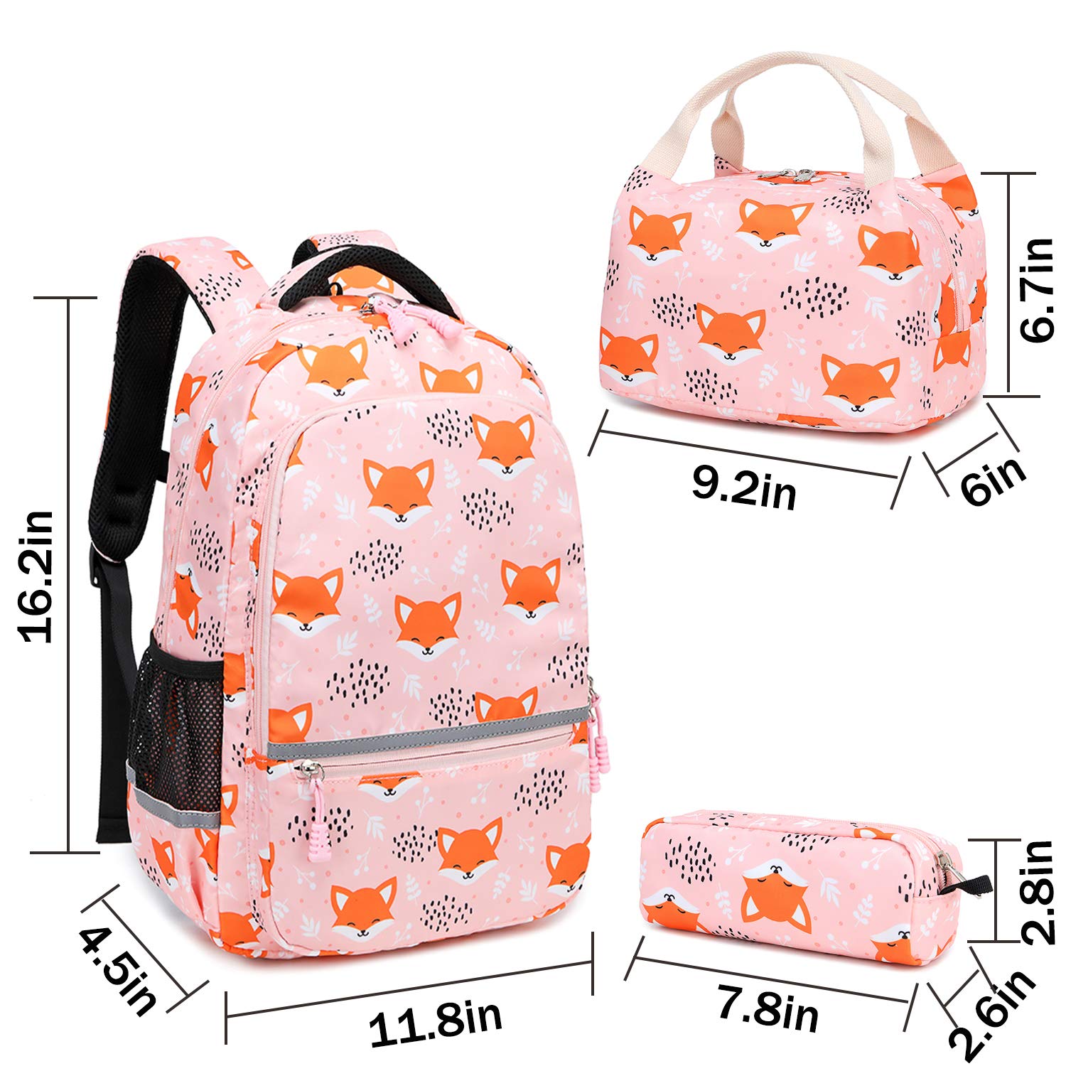 Soekidy Girls Backpack for School - Cute Fox & Unicorn Design, Lightweight Kids Bookbag for Preschool & Elementary Students - Perfect for Daily Use, Travel & Outdoor Adventures