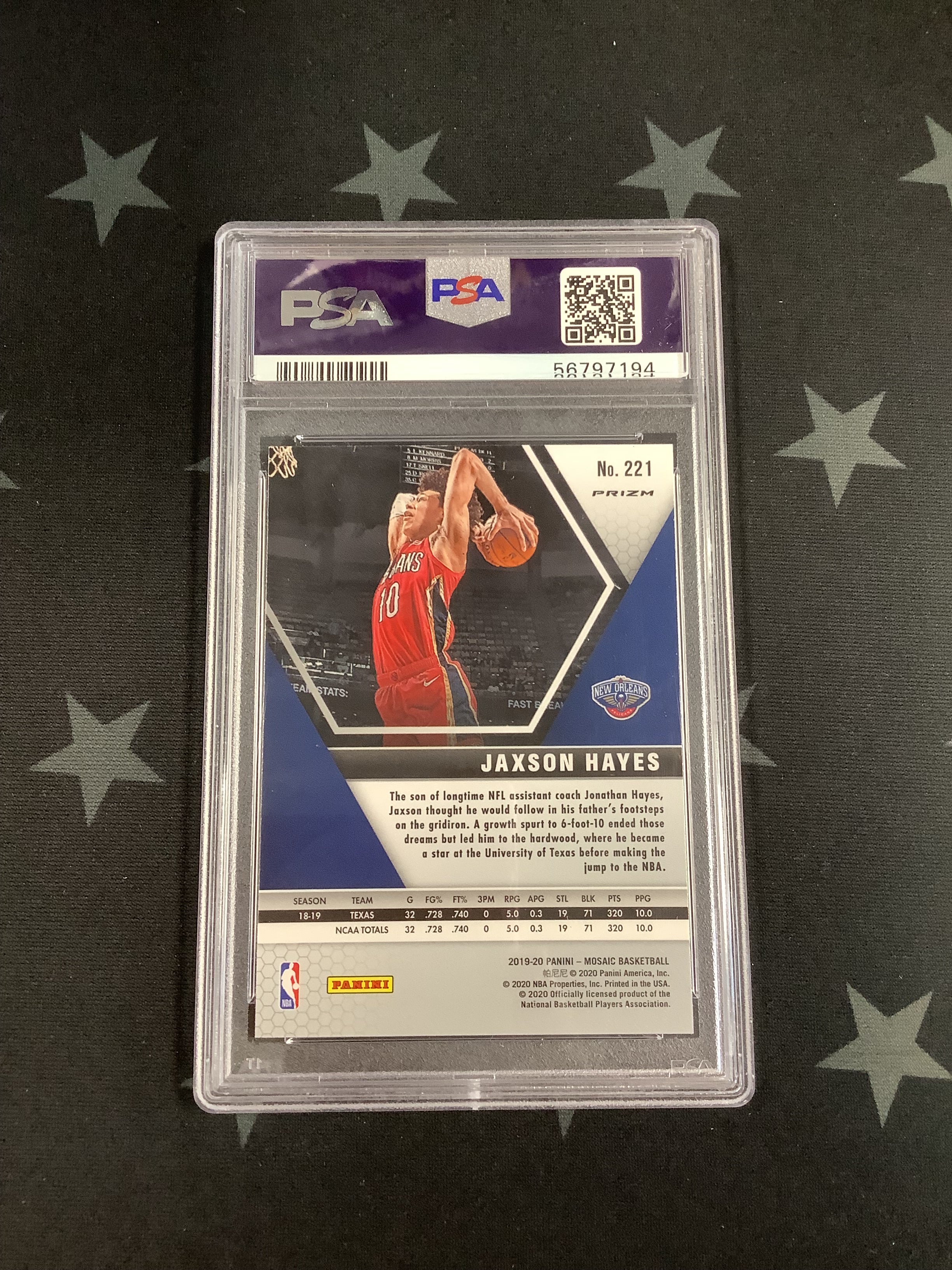 2019 Panini Mosaic Basketball Fast Break Silver Jaxson Hayes #221 PSA GEM MT 10 - Rare NBA Trading Card for Collectors & Investors - Perfect for Sports Memorabilia Displays & Card Shows