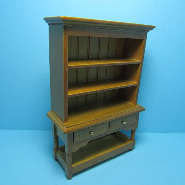 Miniature Wooden Dollhouse Kitchen Hutch Cabinet - Walnut Finish, Vintage Dollhouse Furniture for Dining Room Decor | Perfect for Dollhouse Miniatures, Collectors & DIY Enthusiasts