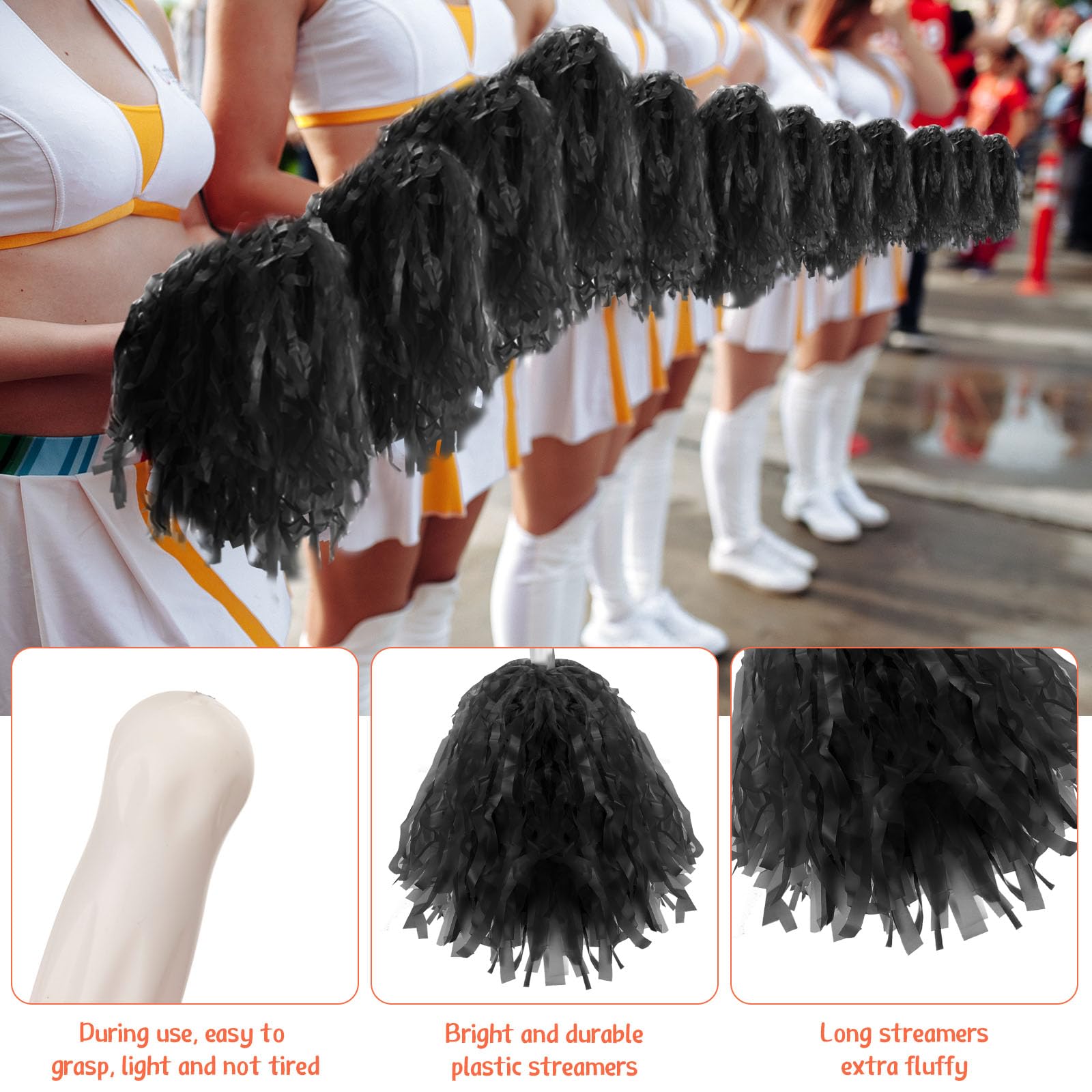 80 Pcs Cheerleading Pom Poms with Handles - Bulk Cheer Dance Pompoms for Sports, Gymnastics, Cheerleading Teams & Party Decorations - Perfect for Adults, School Events, Pep Rallies & Game Day Spirit