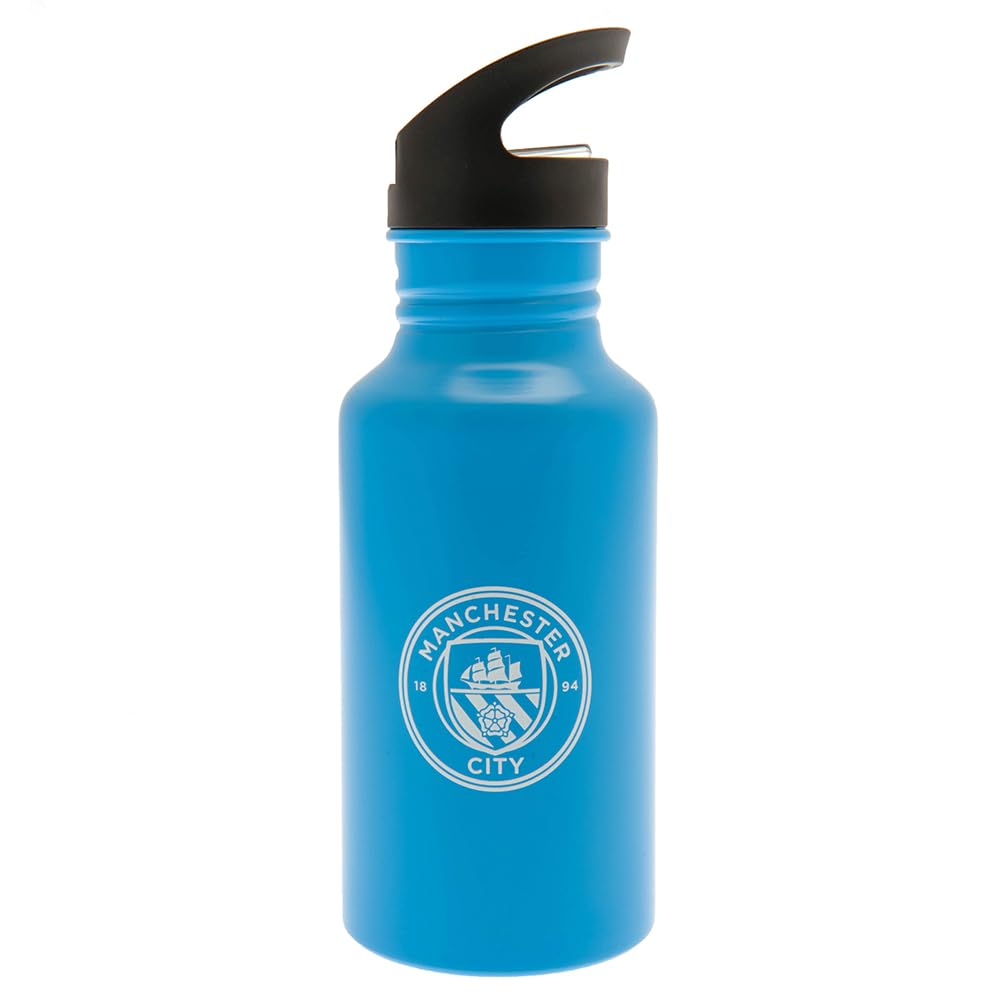Manchester City FC - Erling Haaland Official Water Bottle 500ml, Blue - Insulated Sports Bottle for Soccer Training, Gym & Outdoor Activities