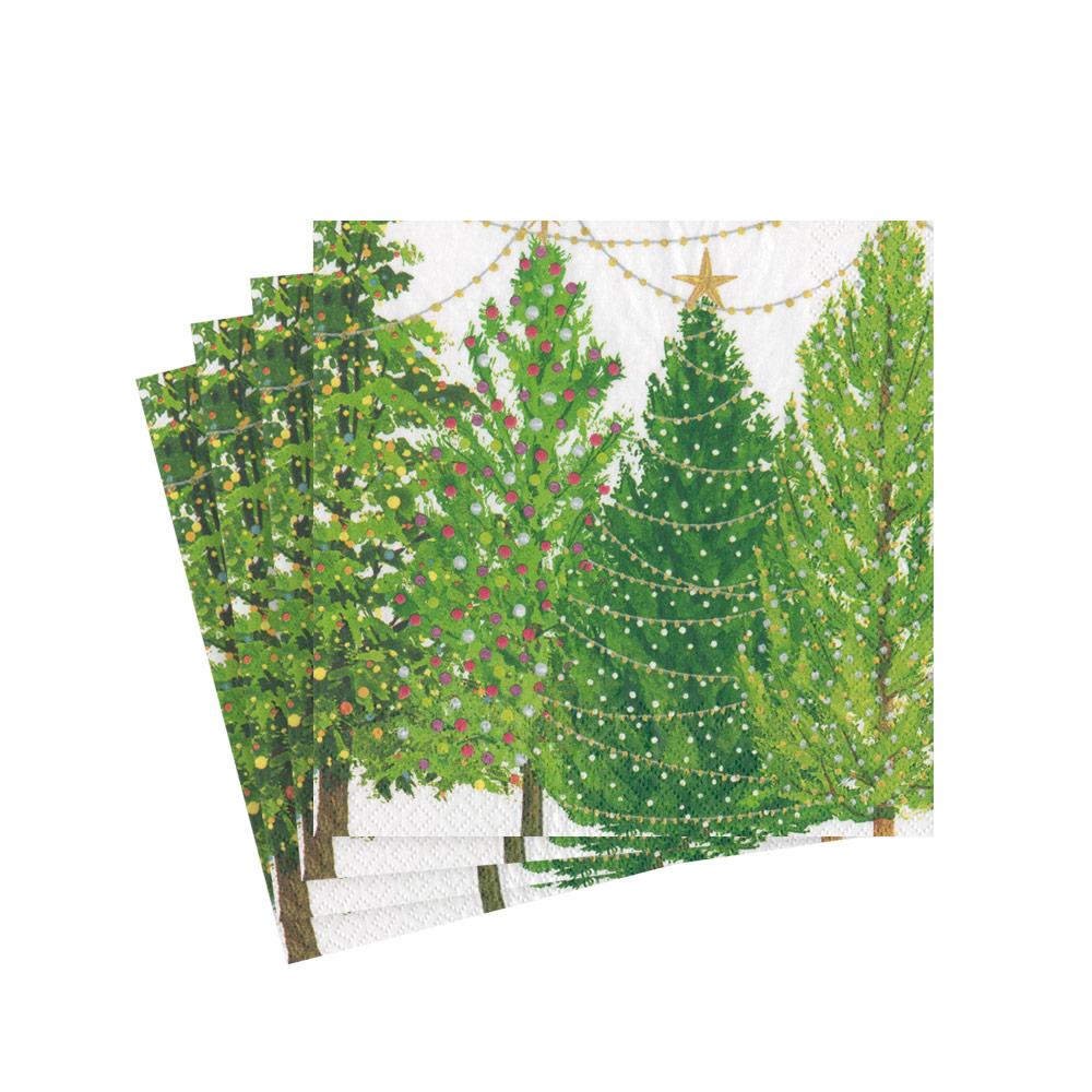 Premium Christmas Trees with LED Lights Cocktail Napkins - Perfect for Holiday Parties, Dinner Decor & Festive Celebrations