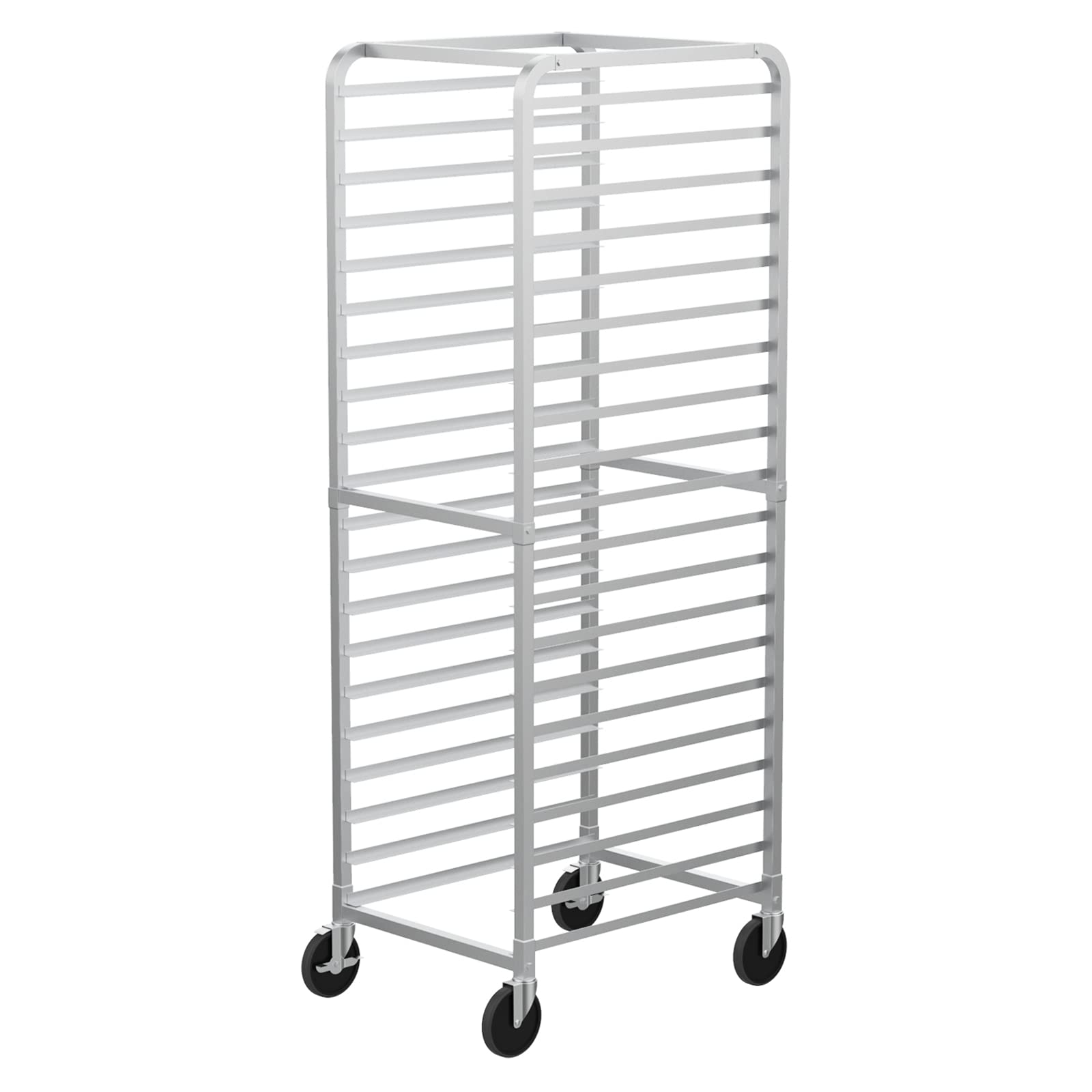 VINGLI Upgraded 20-Tier Full/Half Sheet Pan Rack - Heavy Duty Aluminum Bakery Speed Rack with Lockable Wheels for Commercial Kitchen, Restaurant, Bakery, Dessert Shop - Perfect for Food Storage, Baking & Pastry Display (68.5”H)