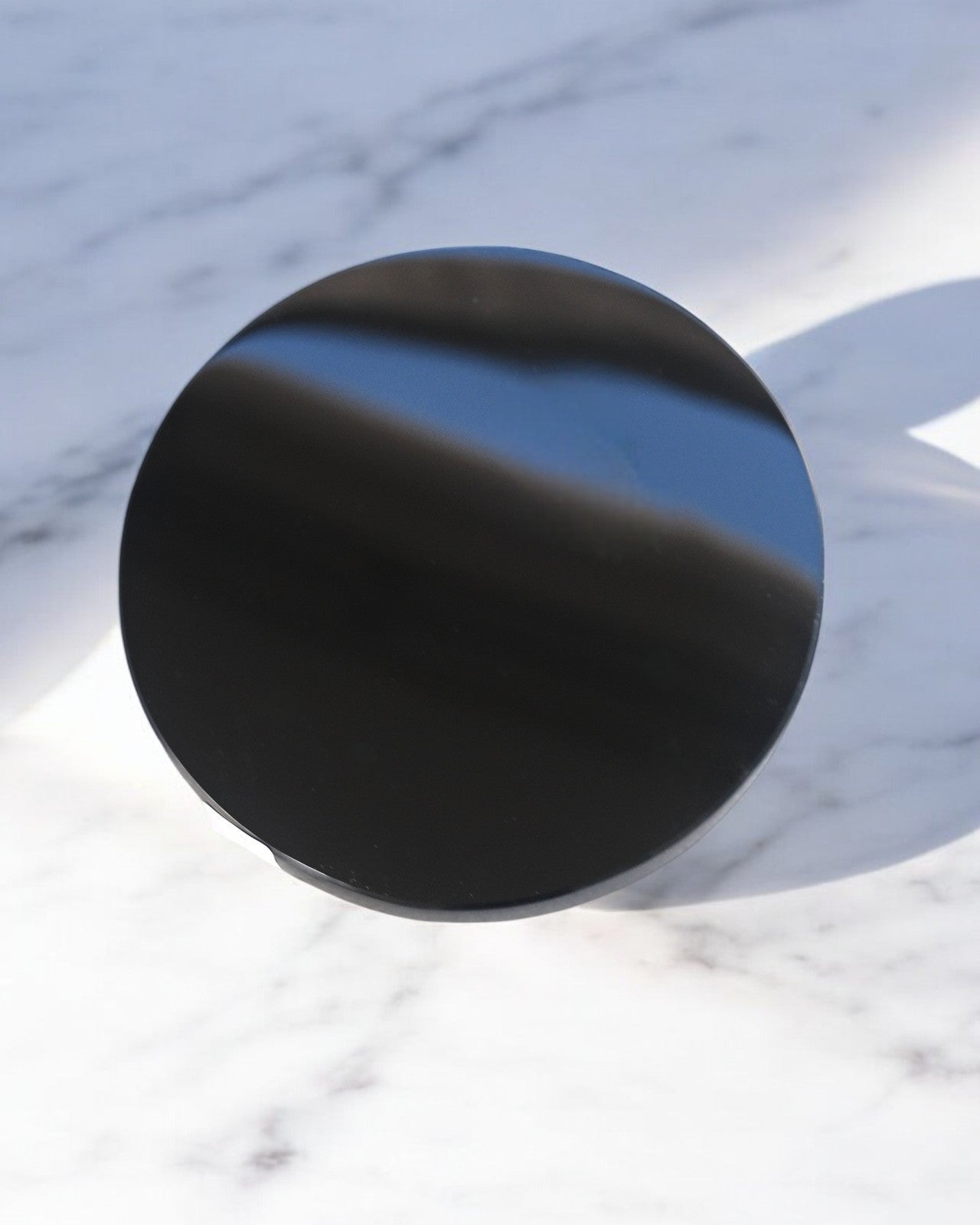 Black Obsidian Round Coaster Set of 2 - Natural Stone Drink Coasters for Home Decor, Coffee Table Protection & Spiritual Healing