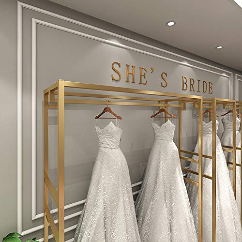HOMEKAYT Gold Freestanding Clothing Rack with Shelves - 59