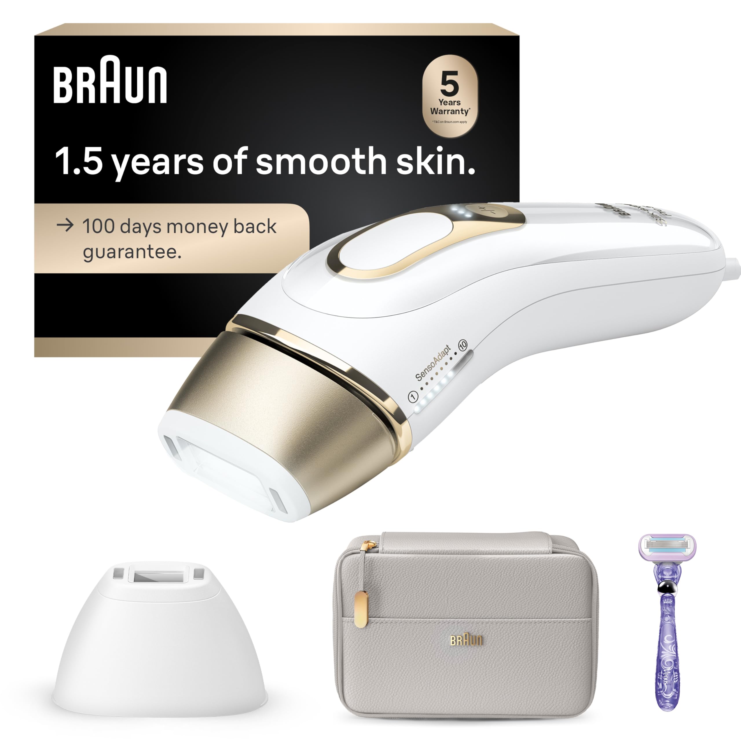 Braun IPL Silk·Expert Pro 5 PL5157 Permanent Hair Removal Device - Latest Generation At-Home IPL System for Women & Men | Includes Soft Pouch & Precision Head | Perfect for Smooth Legs, Underarms & Bikini Line | Great Holiday Gift Idea