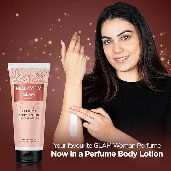 Glam Woman Perfumed Body Lotion with Argan Oil & Shea Butter - 200ml Deep Nourishing, Hydrating Moisturizer for Soft, Supple & Healthy Skin | Perfect for Daily Use, Gift Sets & Spa Days