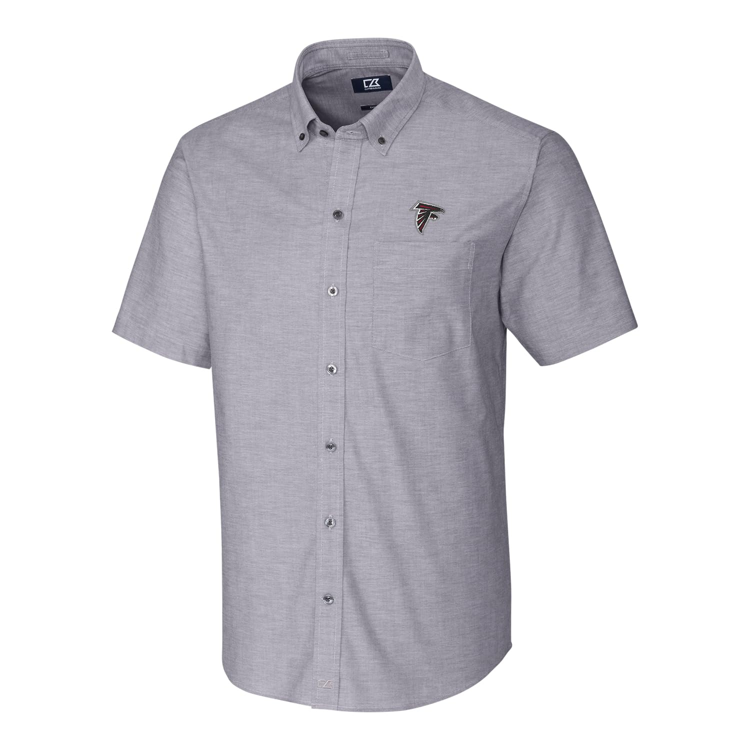Cutter & Buck Men's NFL Stretch Oxford Short Sleeve Button Down Shirt | Comfortable Woven Casual Dress Shirt for Game Day, Office & Outdoor Events