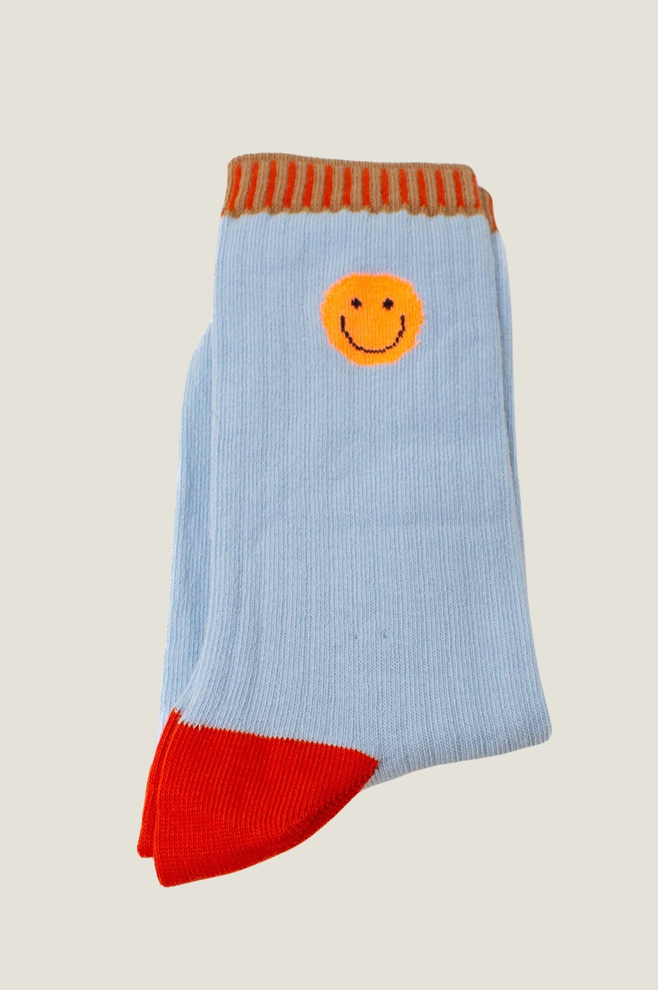 Ribbed Smiley Socks - Grey & Red Striped Fun Novelty Socks for Men & Women - Perfect for Casual Wear, Gifts, and Adding Playful Style to Any Outfit