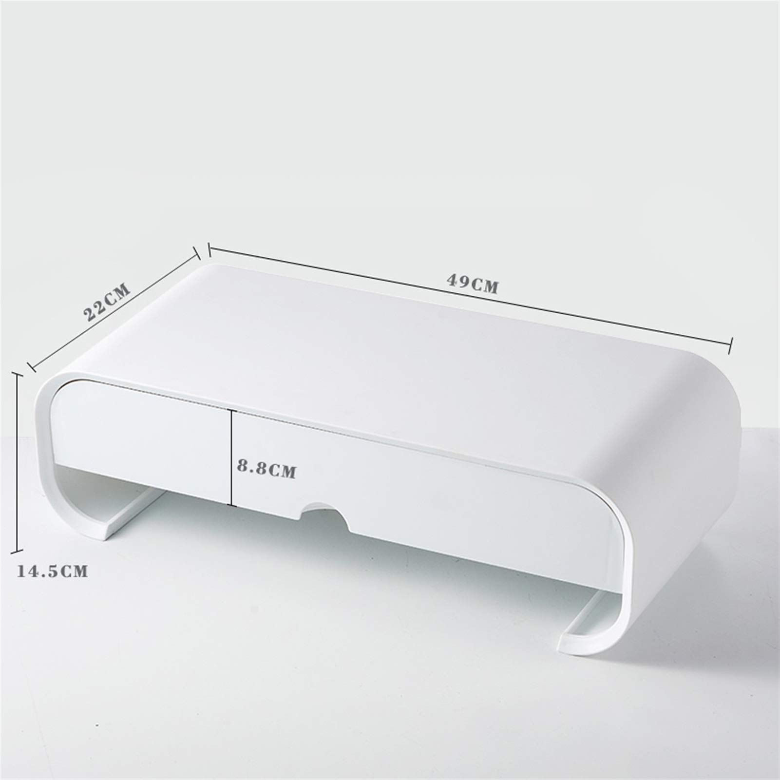 ABS Plastic Monitor Stand Riser with Dual Drawers - 2 Tier Desktop Organizer for Computer, Laptop, iMac - Space Saving Desk Accessory with Hidden Handle (White, 49x22x12cm) - Perfect for Home Office & Workspace Organization