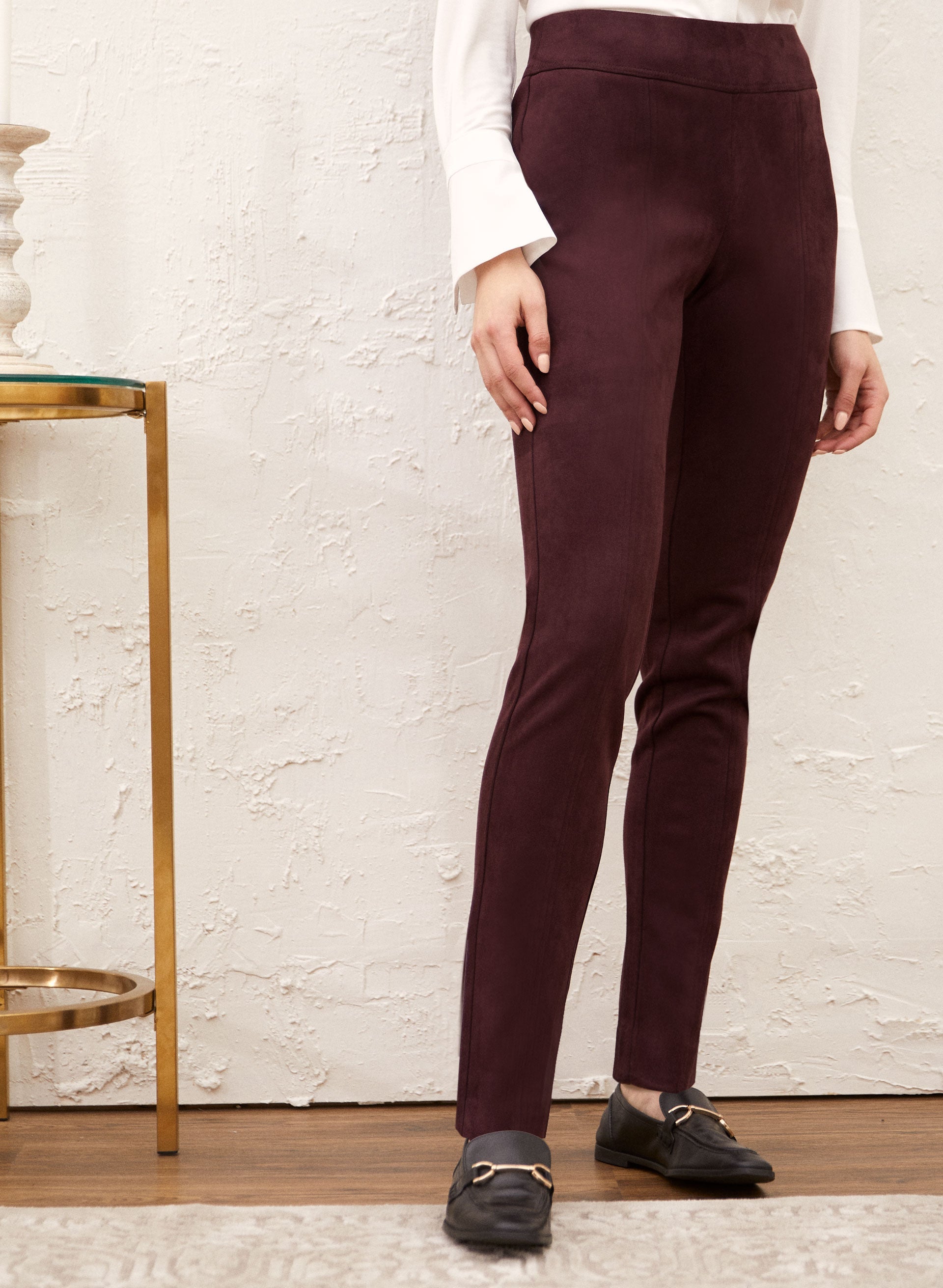 Premium Faux Suede Leggings for Women - High Waisted Stretchy Yoga Pants - Comfortable & Stylish for Workout, Lounge & Everyday Wear