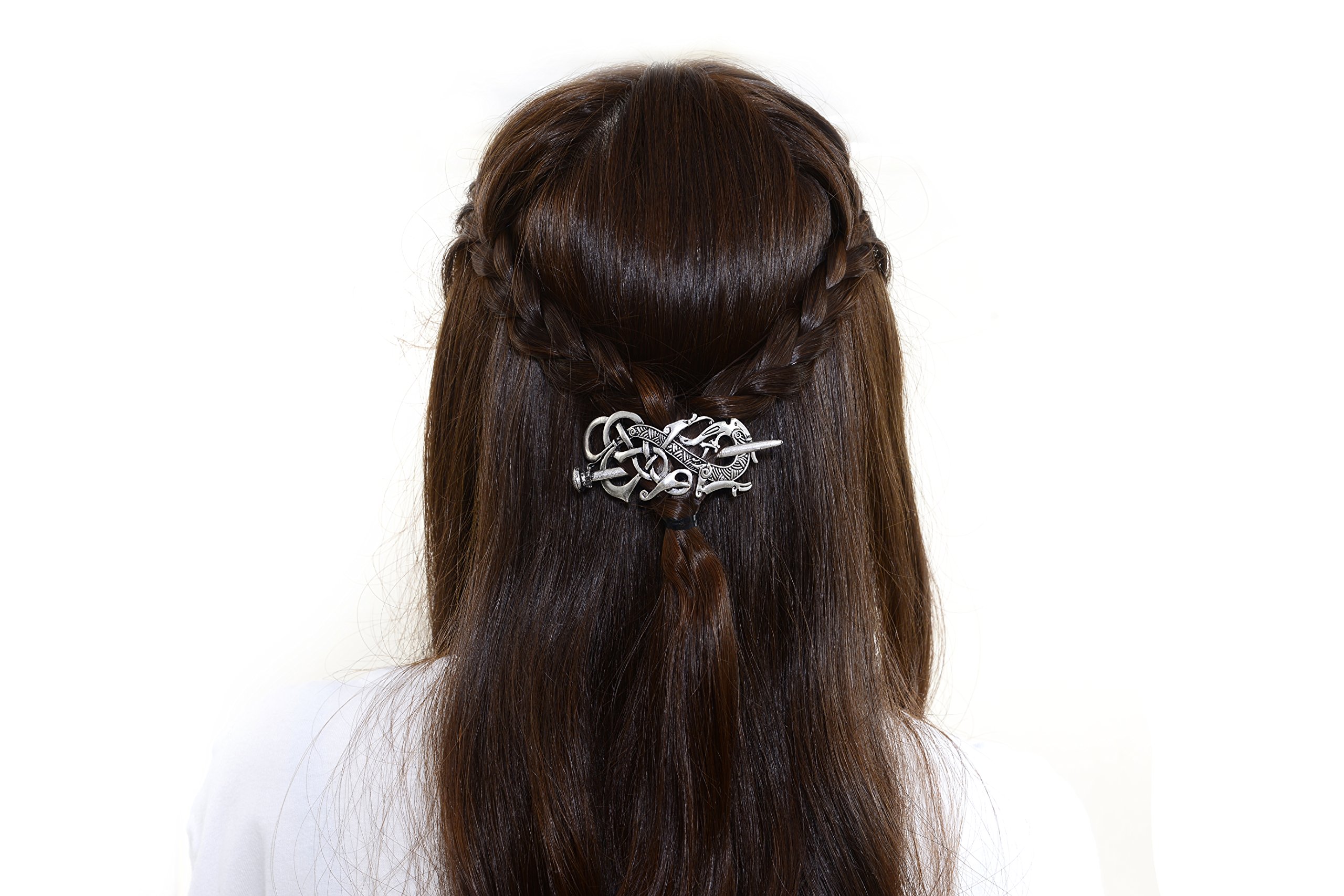 Viking Hair Clip - Celtic Knots Silver Hairpin for Men | Viking Jewelry & Dragon Hair Decor for Cosplay & Medieval Events