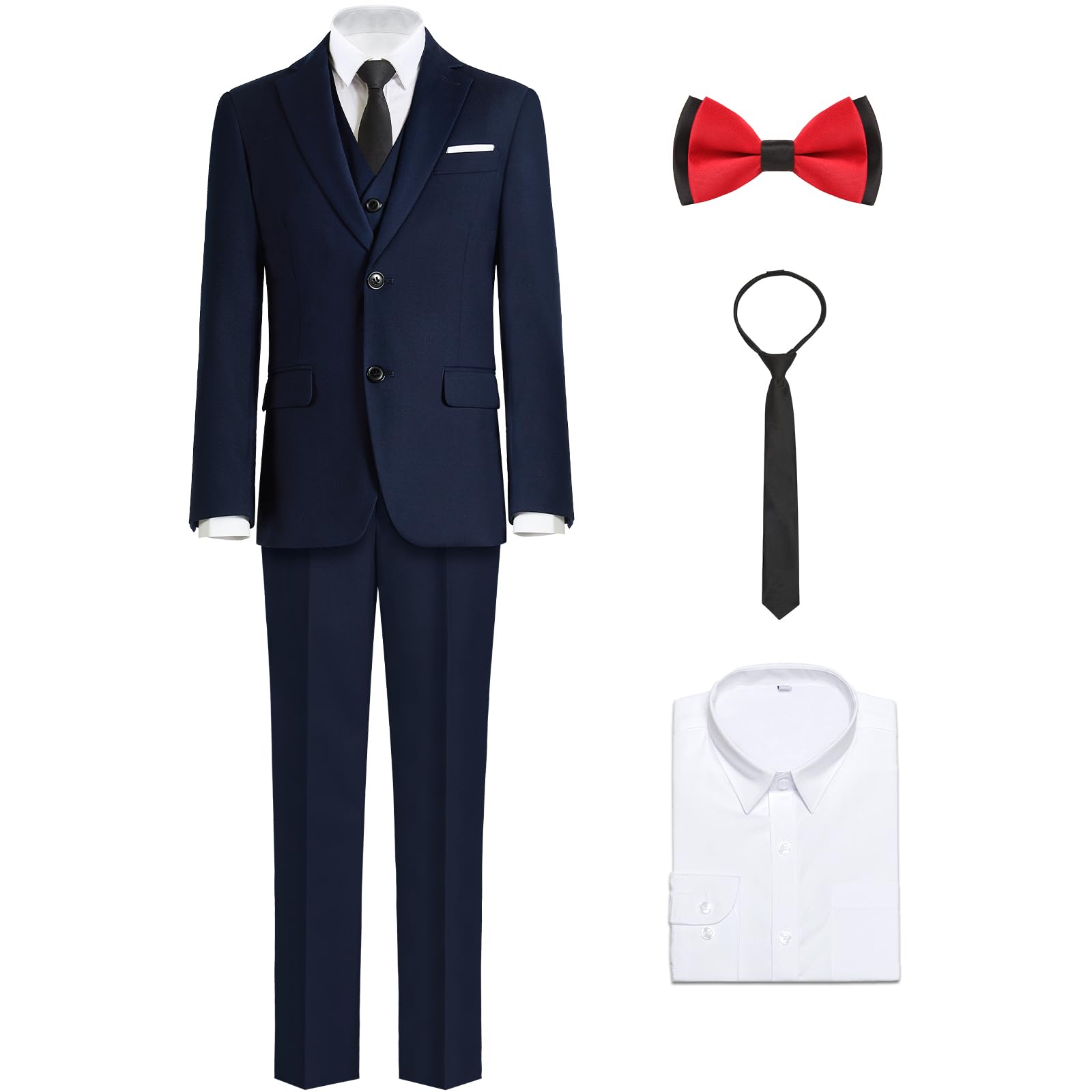 ELPA Boys Formal Suit Set - Slim Fit Kids Blazer, Pants & Vest - Black, Blue, Gray Dresswear for Weddings, Parties & School Events
