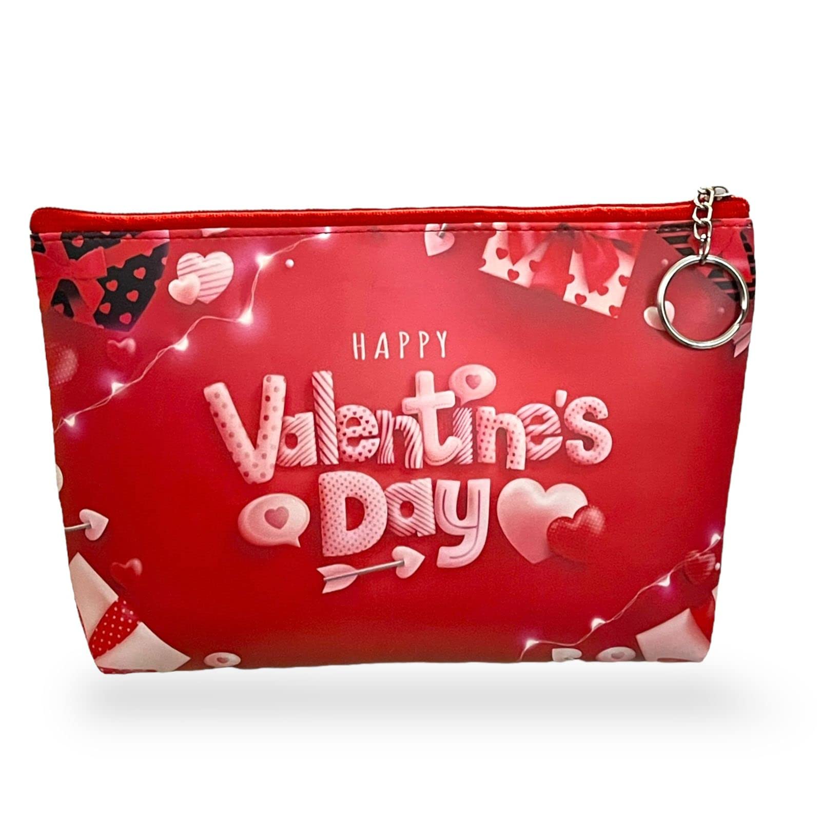 Le Delite Valentine's Day Makeup Pouch - Waterproof Cosmetic Travel Organizer for Toiletries, Jewelry & Stationery (1-Piece) | Portable Storage Bag for Girls, Washable & Durable | Perfect for Travel, Gifts & Daily Organization