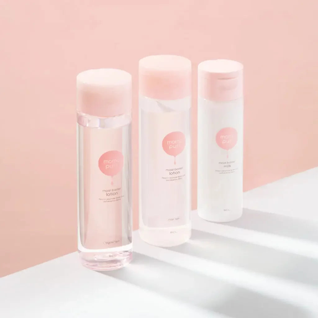 Momo Puri Moisture Barrier Milk Lotion with Peach & Ceramide - 150ml Hydrating Emulsion for Dry & Sensitive Skin - Perfect for Daily Skincare Routine & Travel