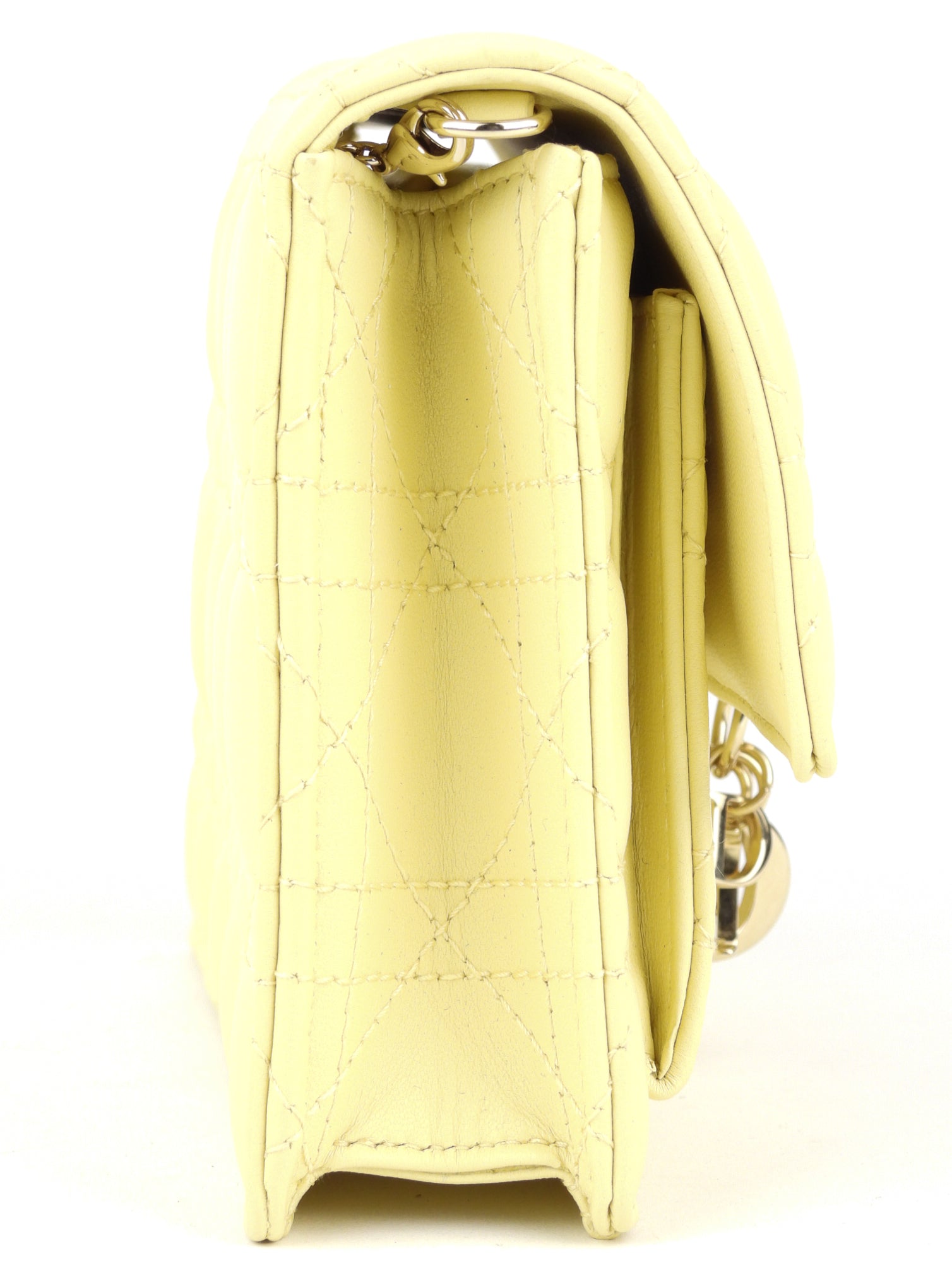 Christian Dior Pale Yellow Cannage Quilted Lambskin Leather Miss Dior Chain Pouch Crossbody Bag - Luxury Designer Handbag for Women, Perfect for Parties, Dates & Special Occasions