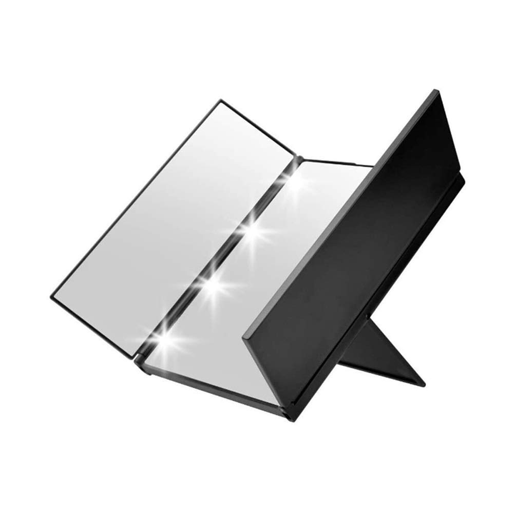 Portable LED Makeup Mirror - Tri-Fold Compact Travel Mirror with Lights for Home & Travel | Perfect for Makeup Application, Salon Use & On-the-Go Touch Ups