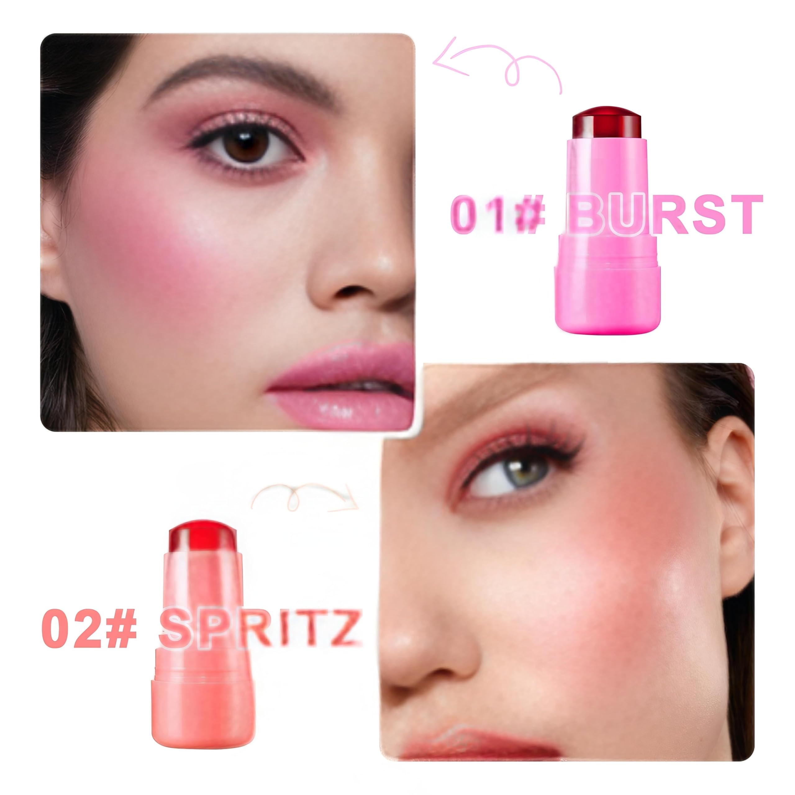 Bajaj Beauty Shop Cooling Water Jelly Blush Stick - Long Lasting Multi-Use Cheek & Lip Stain, Waterproof Milk Jelly Blush & Lip Gloss for Women & Girls (Splash) | Perfect for Everyday Makeup, Date Night & Special Occasions