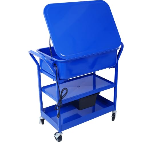 20 Gallon Portable Parts Washer with 325 GPH Pump & Drain Tray - Heavy Duty Mobile Parts Cleaning Machine for Automotive, Industrial & Farm Equipment - Works with Water-Based Cleaning Solutions