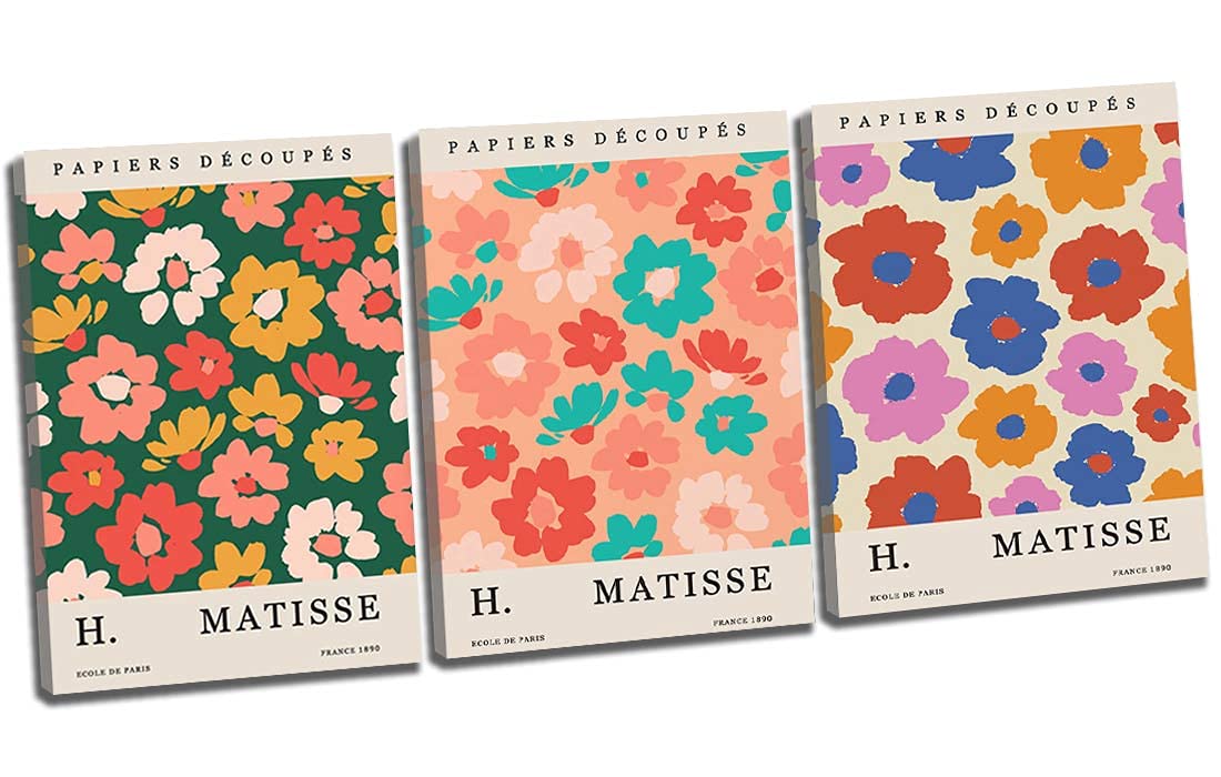 Henri Matisse Canvas Wall Art - 3 Piece Modern Framed Wall Decor for Living Room & Bedroom - 26