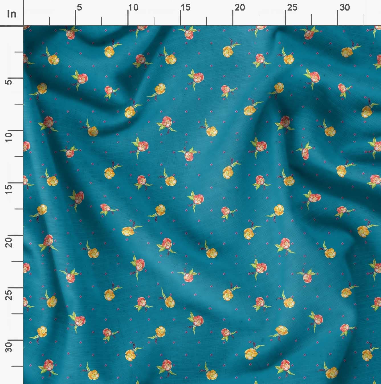 Soimoi Moss Georgette Blue Floral Fabric by The Yard - 42 Inch Wide Clarkia Rubicunda Printed Textile for Trendy Apparel - Perfect for Dresses, Blouses, Scarves & DIY Fashion Projects