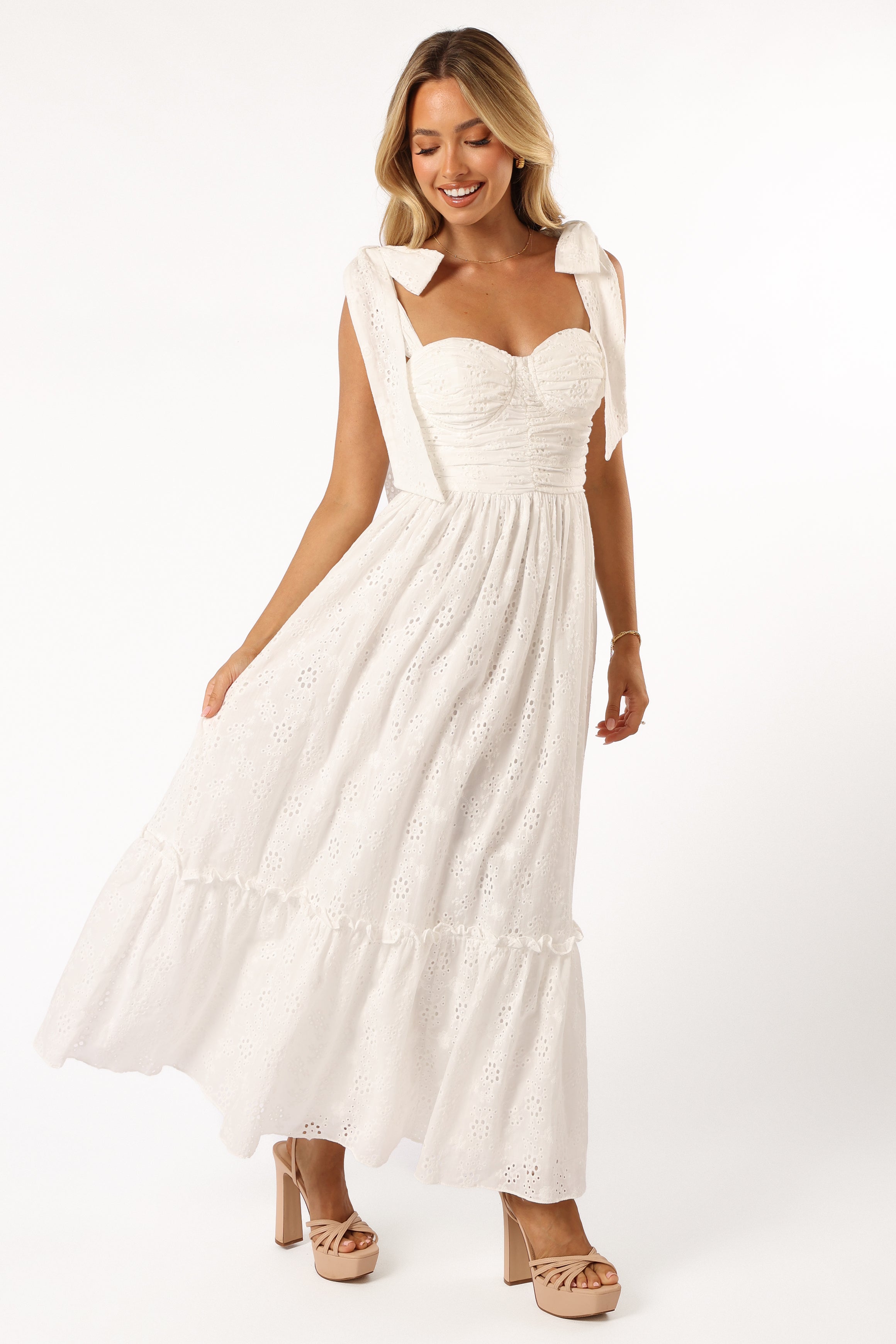 Fiora Women's Maxi Dress - Elegant White Long Summer Dress for Beach, Vacation & Casual Wear