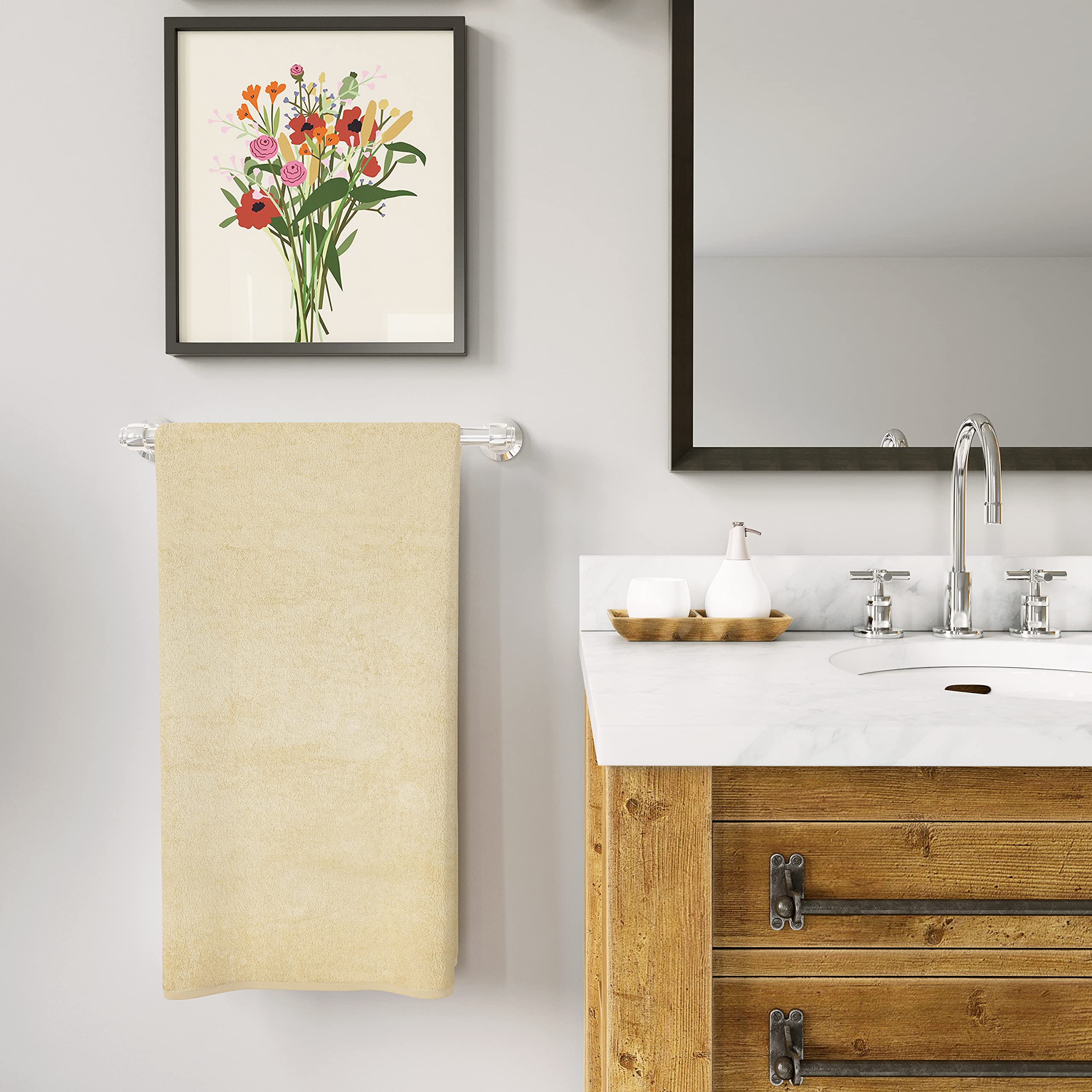 Luxury 100% Natural Cotton Bath Towels Set of 2 - Extra Large 40x80 Inches Ultra Absorbent Plush Hotel Quality Bath Sheets for Spa, Bathroom & Beach - Soft Thick Solid Color Towels