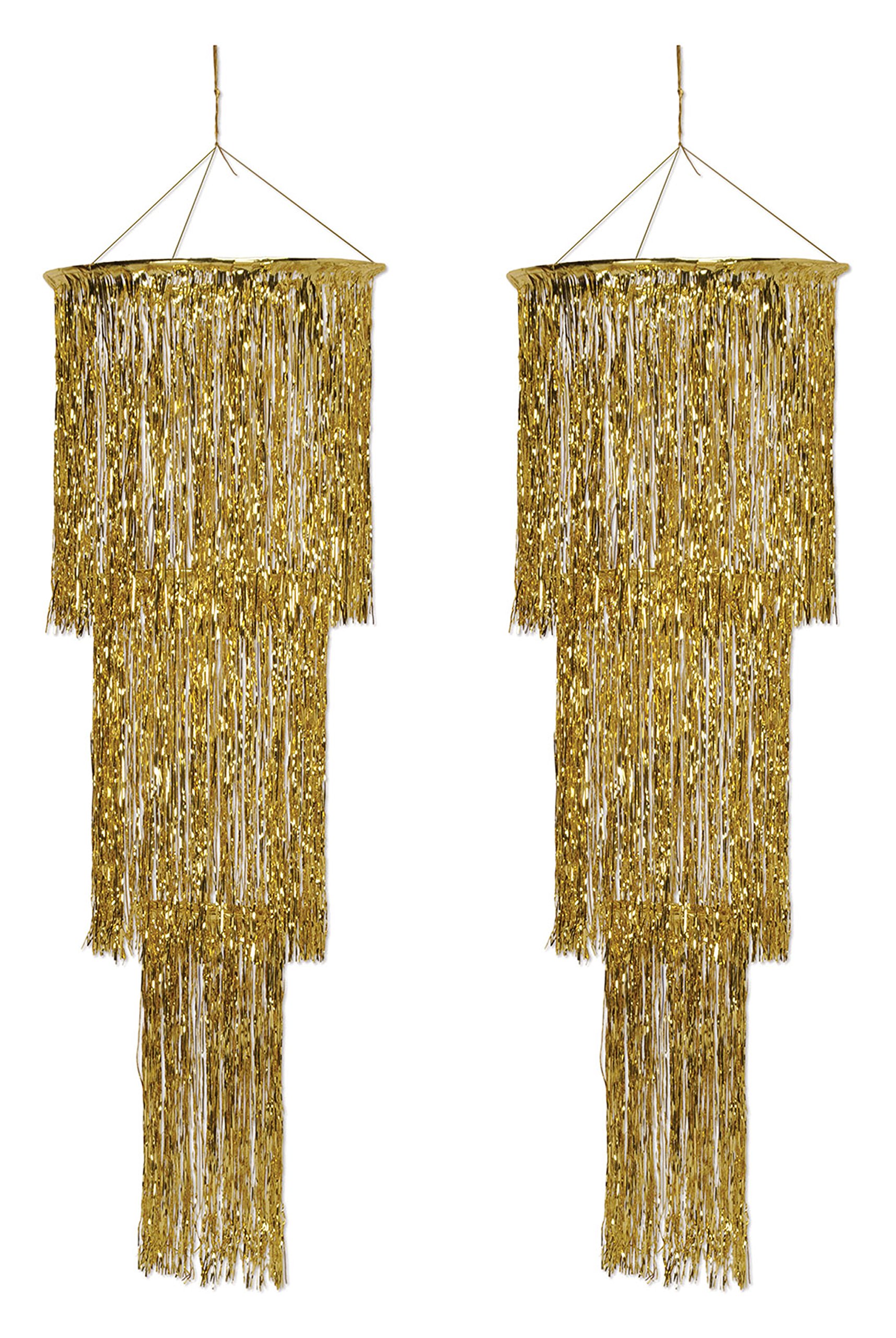 Beistle Gold 3-Tier Shimmering Chandelier - Pack of 2 Elegant Party Decorations for Weddings, Birthdays & Special Events