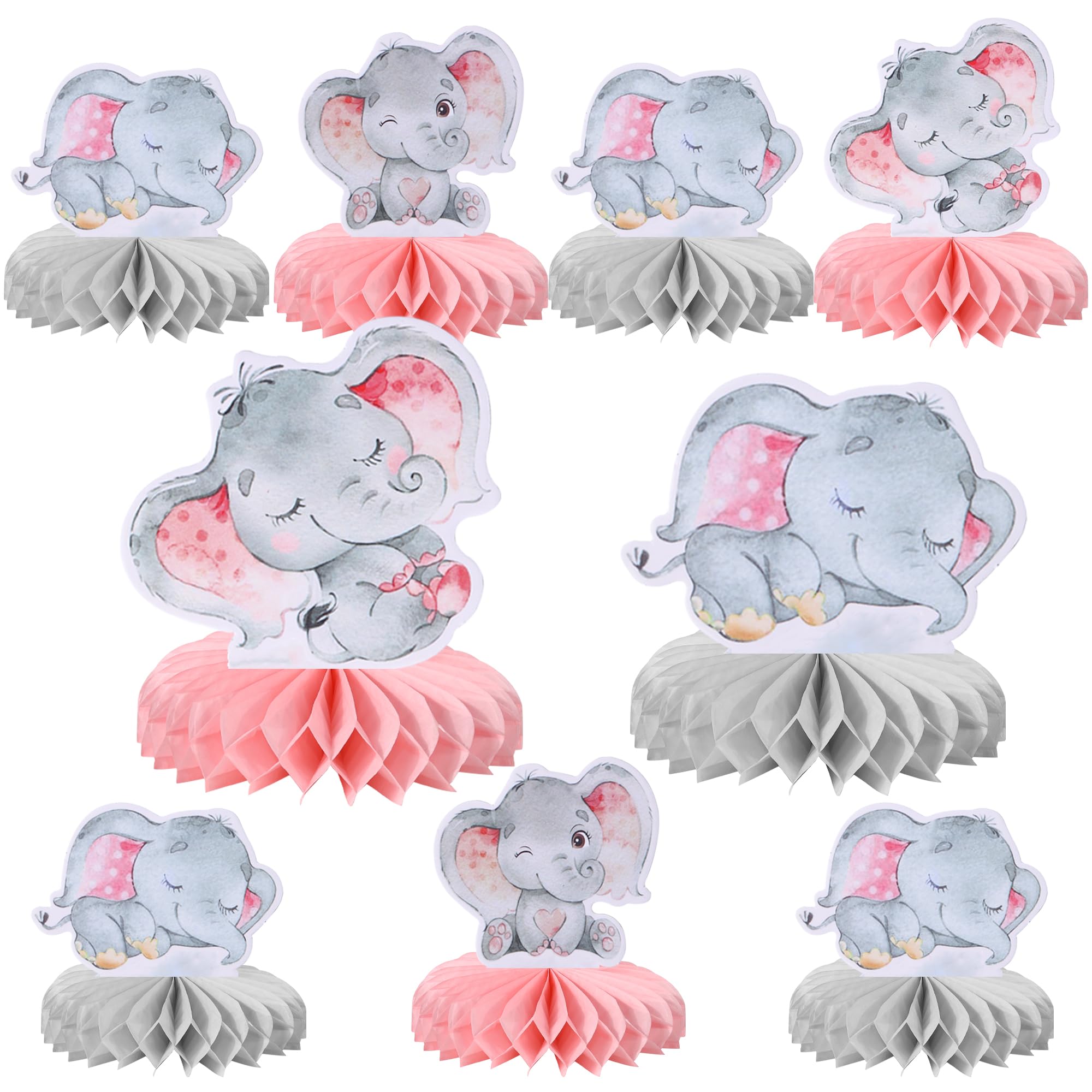 6 PCS Pink Elephant Honeycomb Table Centerpieces for Baby Shower, Gender Reveal & Birthday Party Decorations - Elephant Theme Party Supplies (Perfect for It's a Girl Celebration, Nursery Decor & Table Toppers)