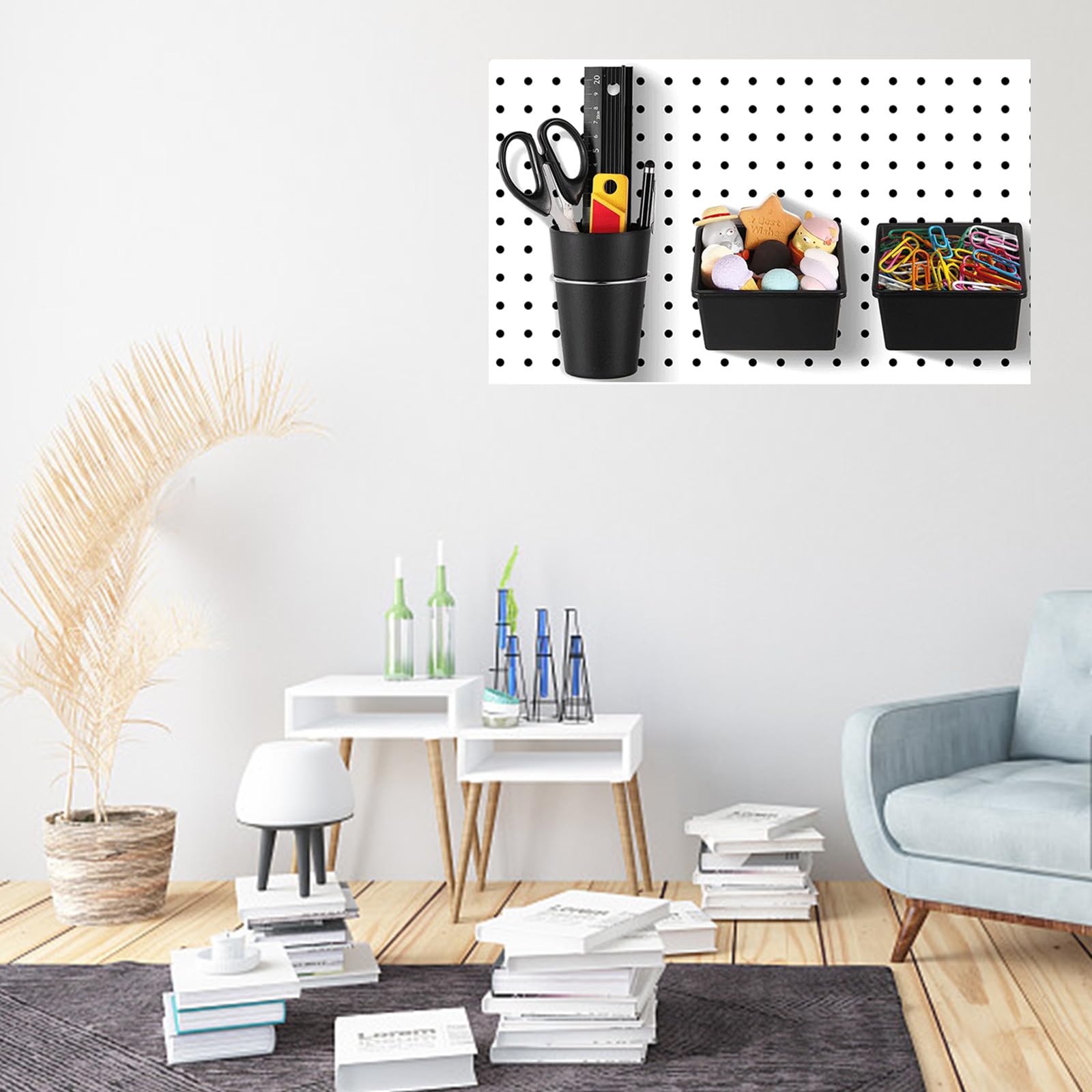 21 Sets Pegboard Bins & Cups with Hooks & Loops - Pegboard Accessories Kit for Organizing Craft Supplies, Office & Workbench Tools - Perfect for DIY Projects, Garage Storage & Workshop Organization