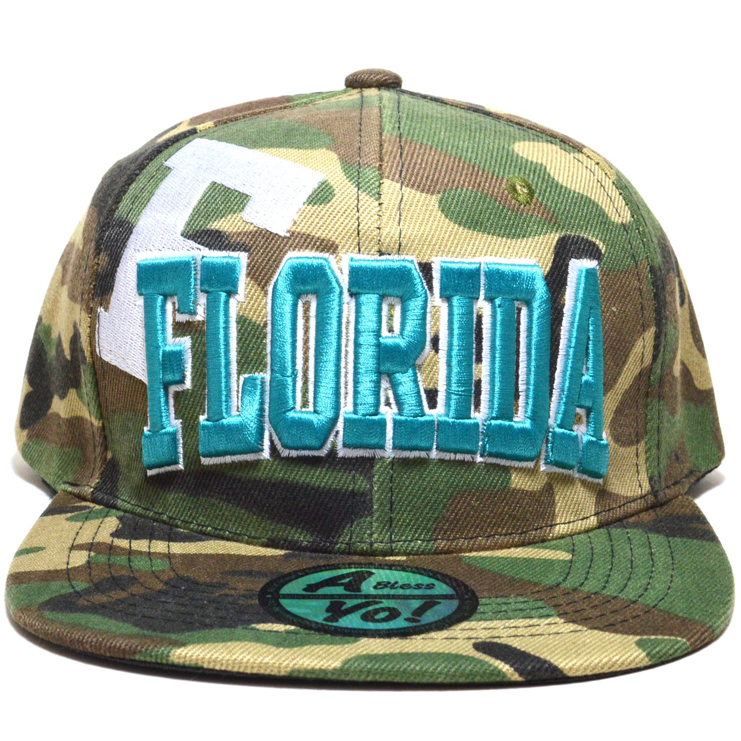 Florida Embroidered Snapback Hat - Adjustable Flat Bill Baseball Cap for Men & Women - Golf, Fashion, Outdoor Sports (AYO3060) - Perfect for Beach, Running, and Casual Wear