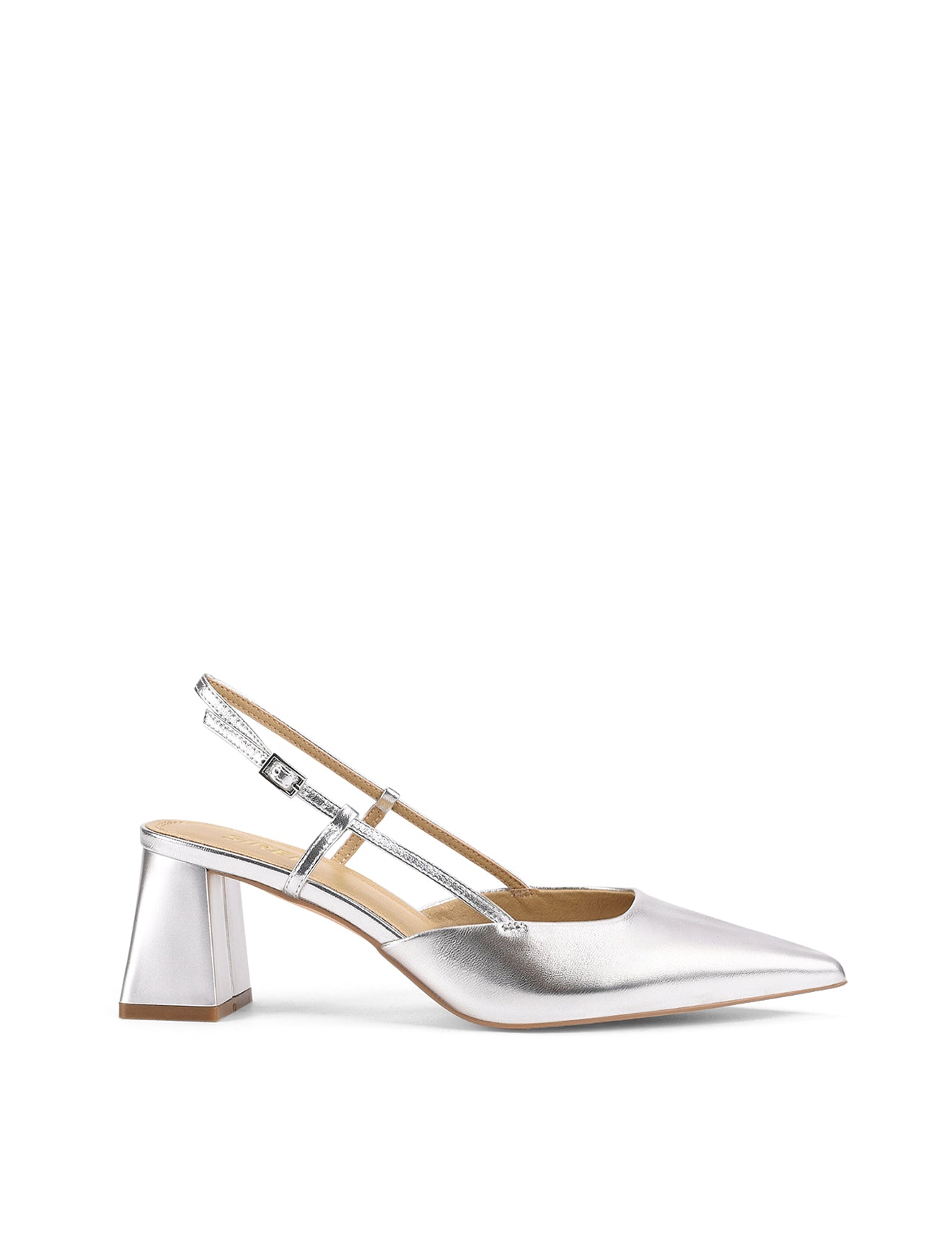 Yasmine Slingback Heels - Silver Metallic Leather Women's Dress Shoes for Party, Wedding & Evening Events | Comfortable & Stylish Women's Fashion Pumps