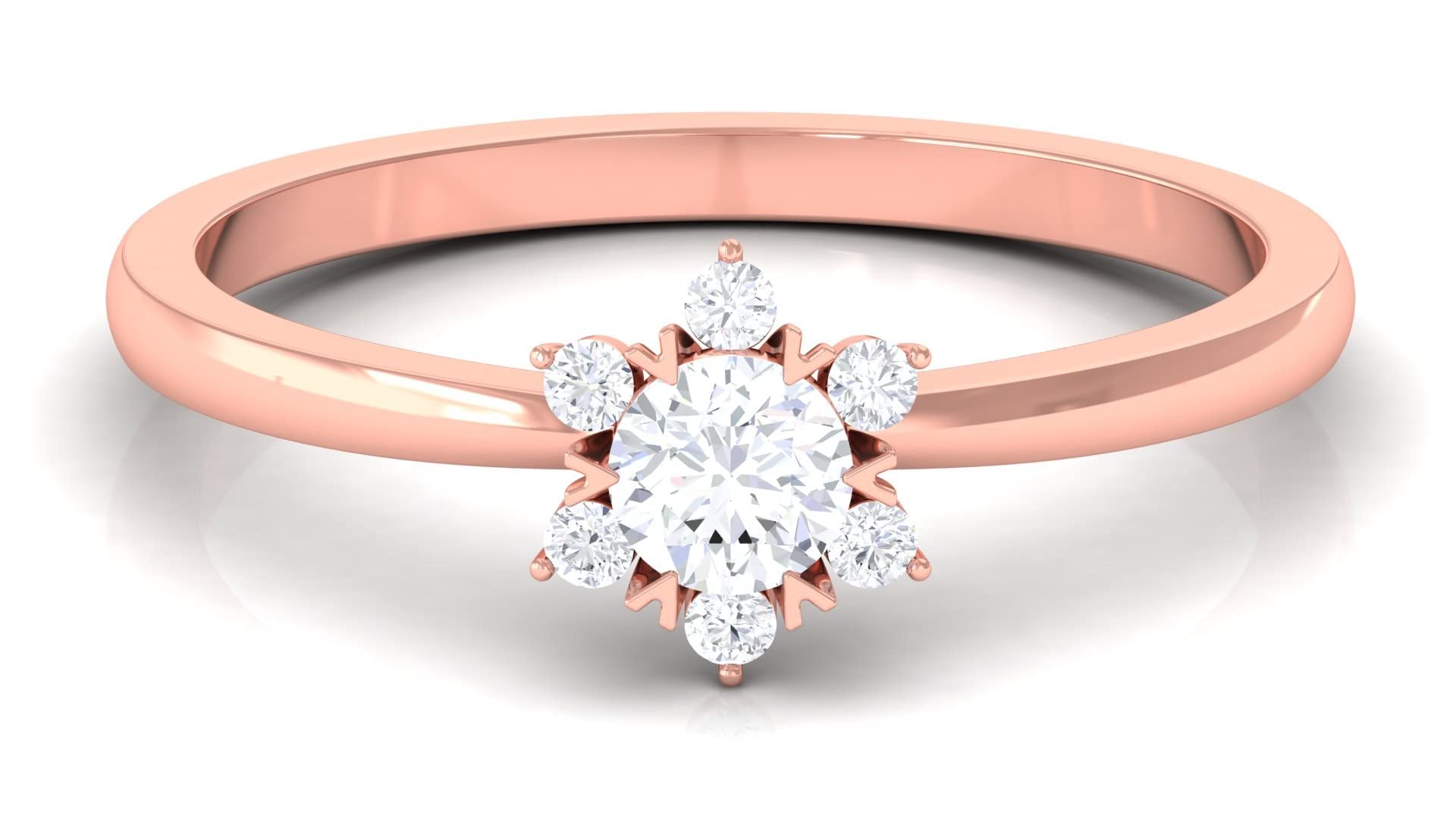 0.50 CT Floral Diamond Ring for Women - 14K Solid Gold Minimalist Flower Engagement Ring | Perfect for Weddings, Anniversaries & Special Occasions